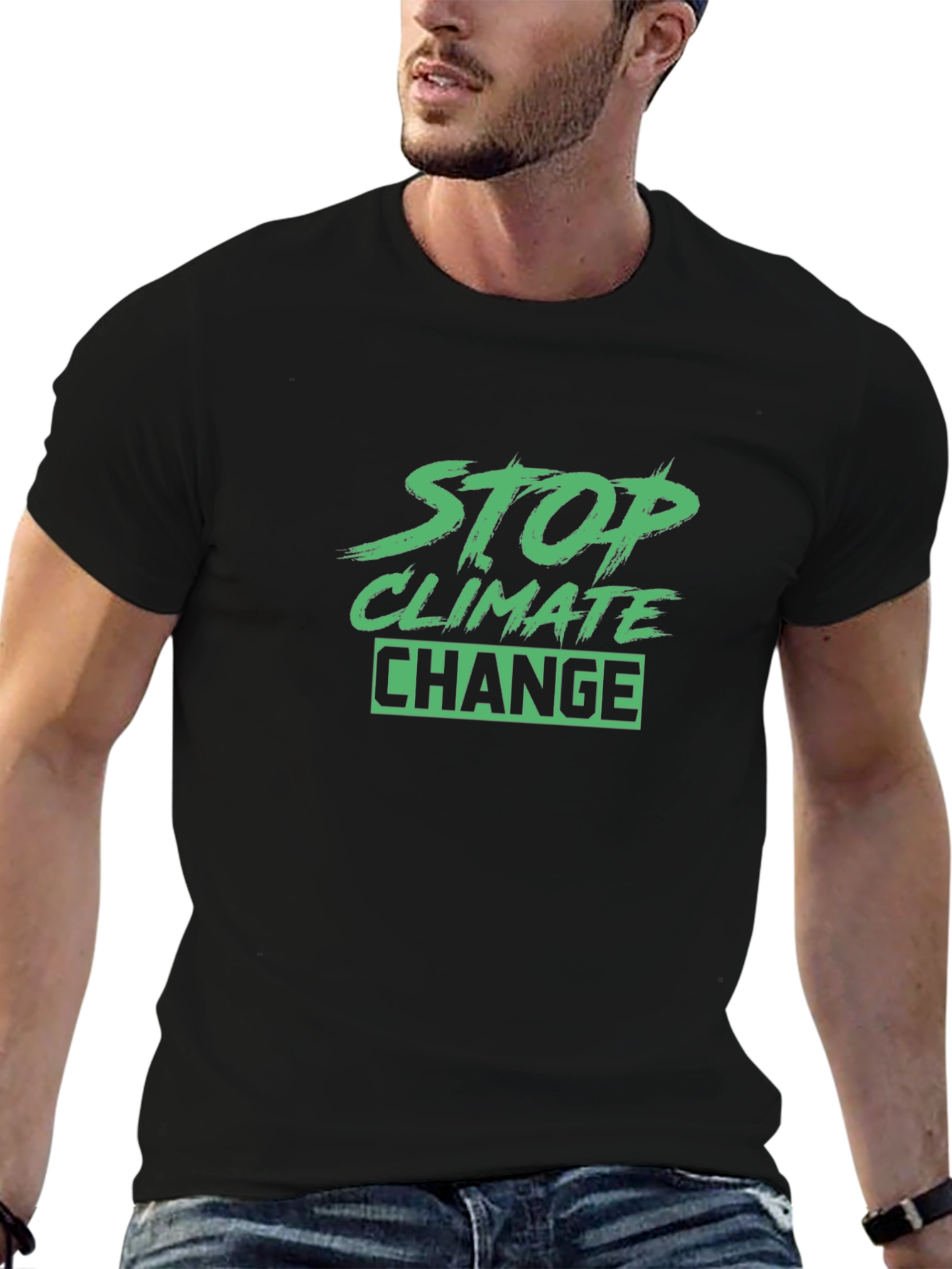 Stop Climate Change Black T-Shirt
