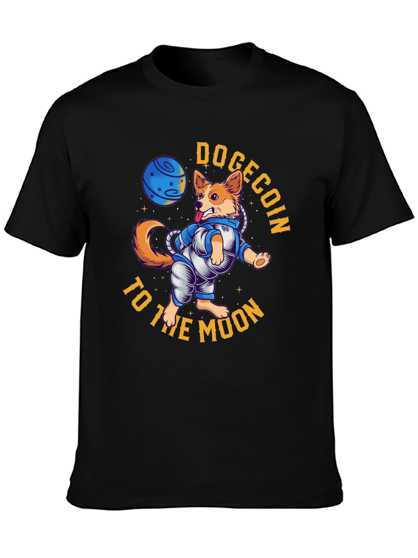 Dogecoin to the Moon Black T-Shirt