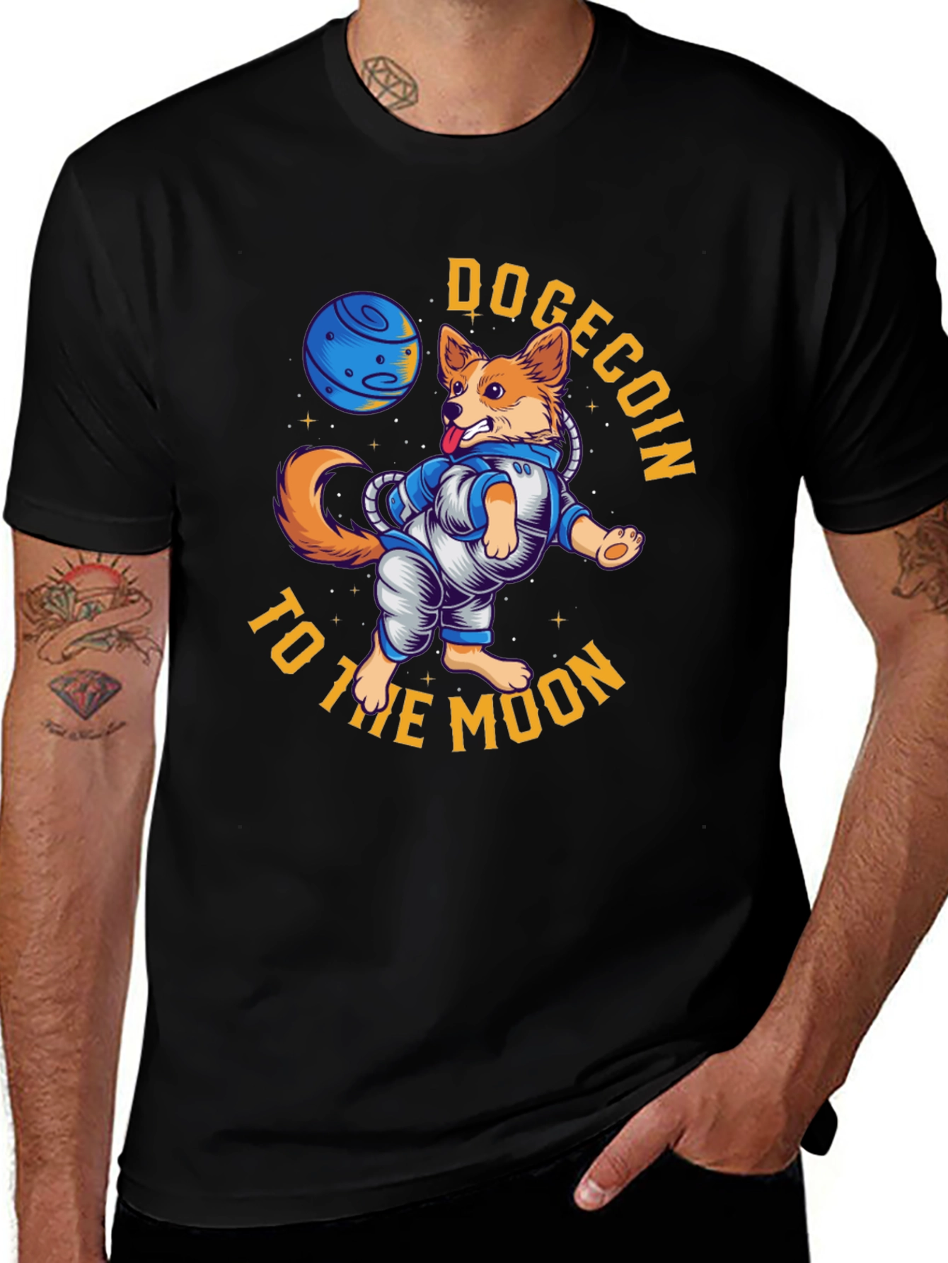 Dogecoin to the Moon Black T-Shirt