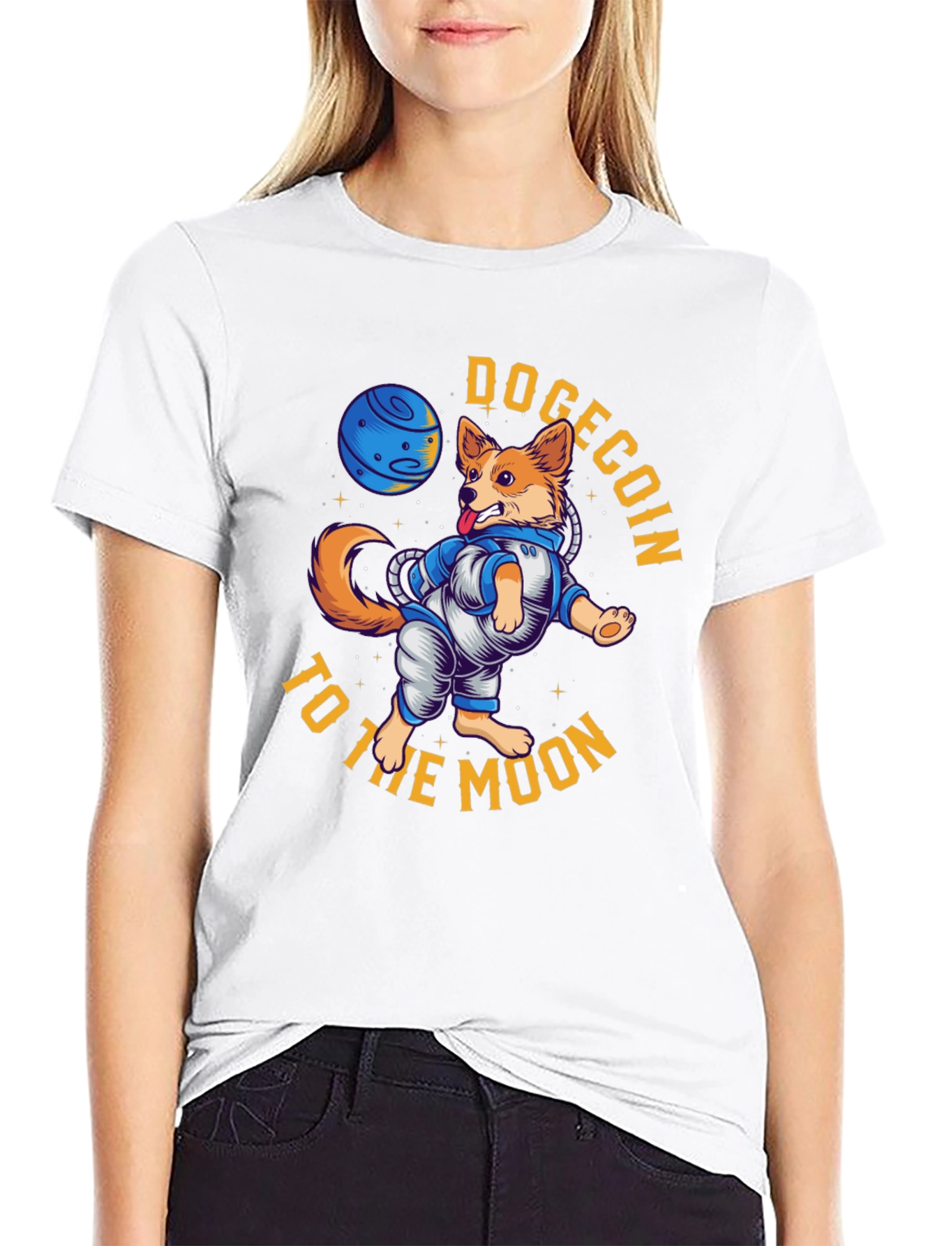 Dogecoin to the Moon Black T-Shirt