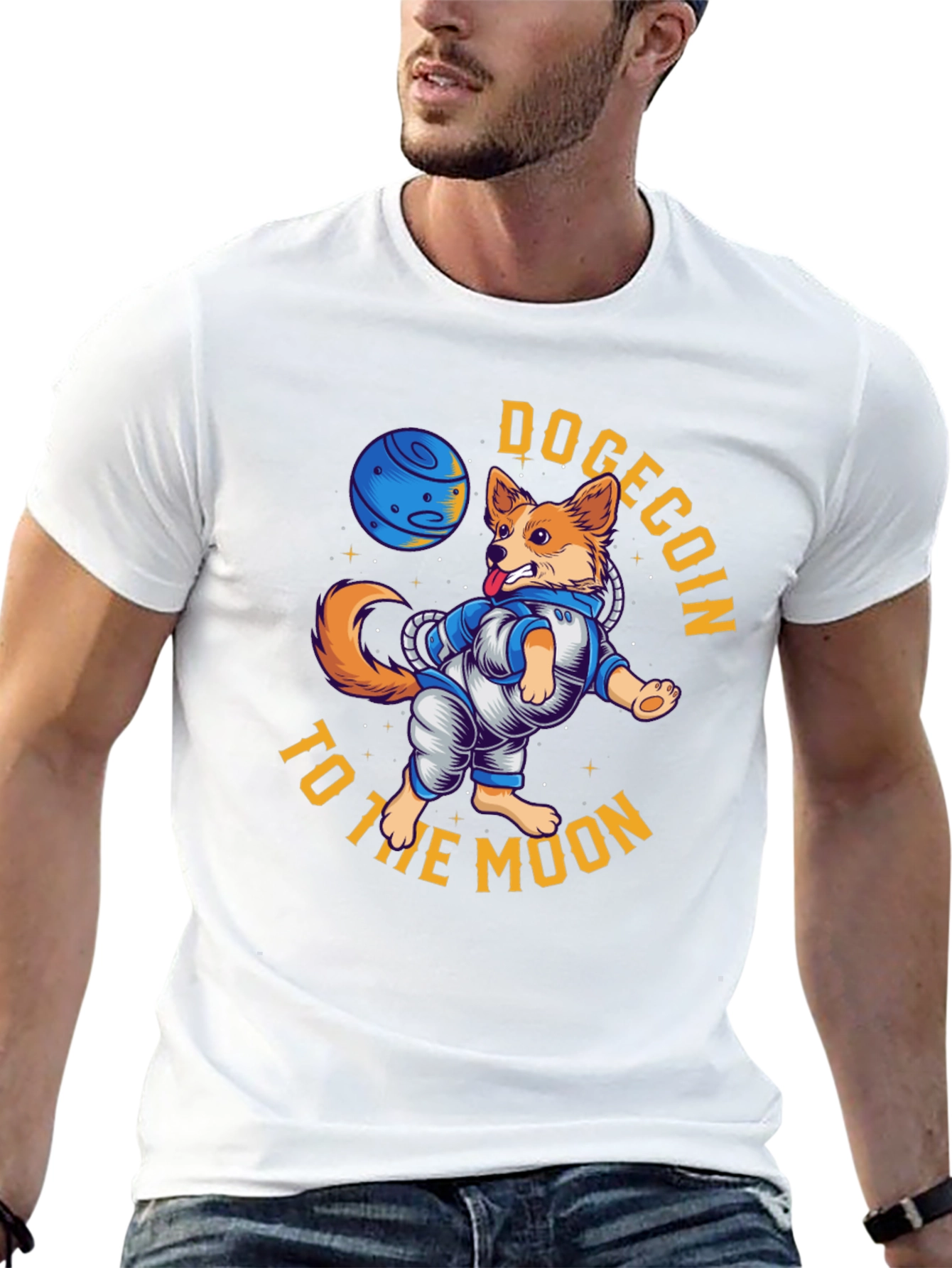 Dogecoin to the Moon Black T-Shirt