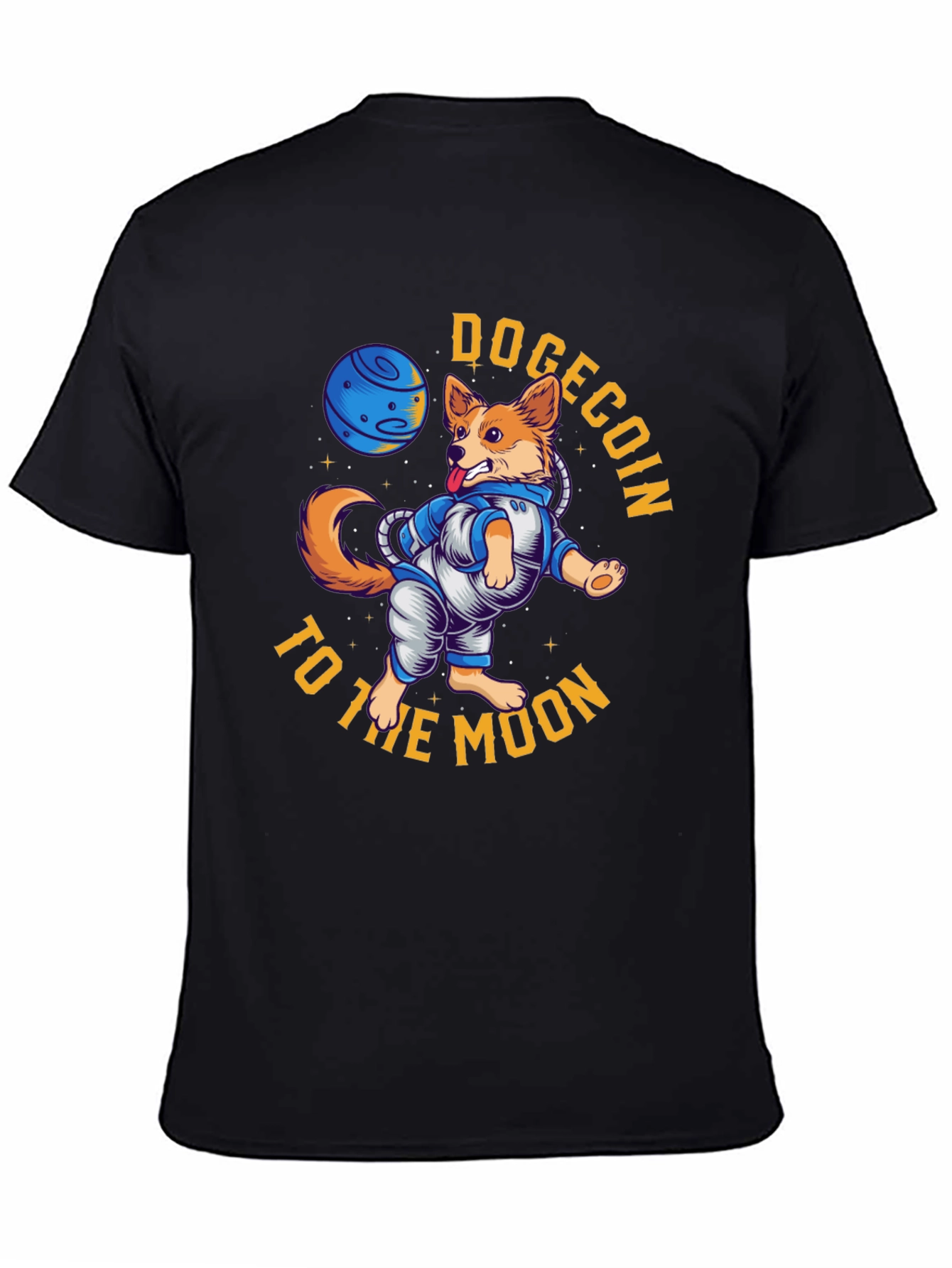 Dogecoin to the Moon Black T-Shirt