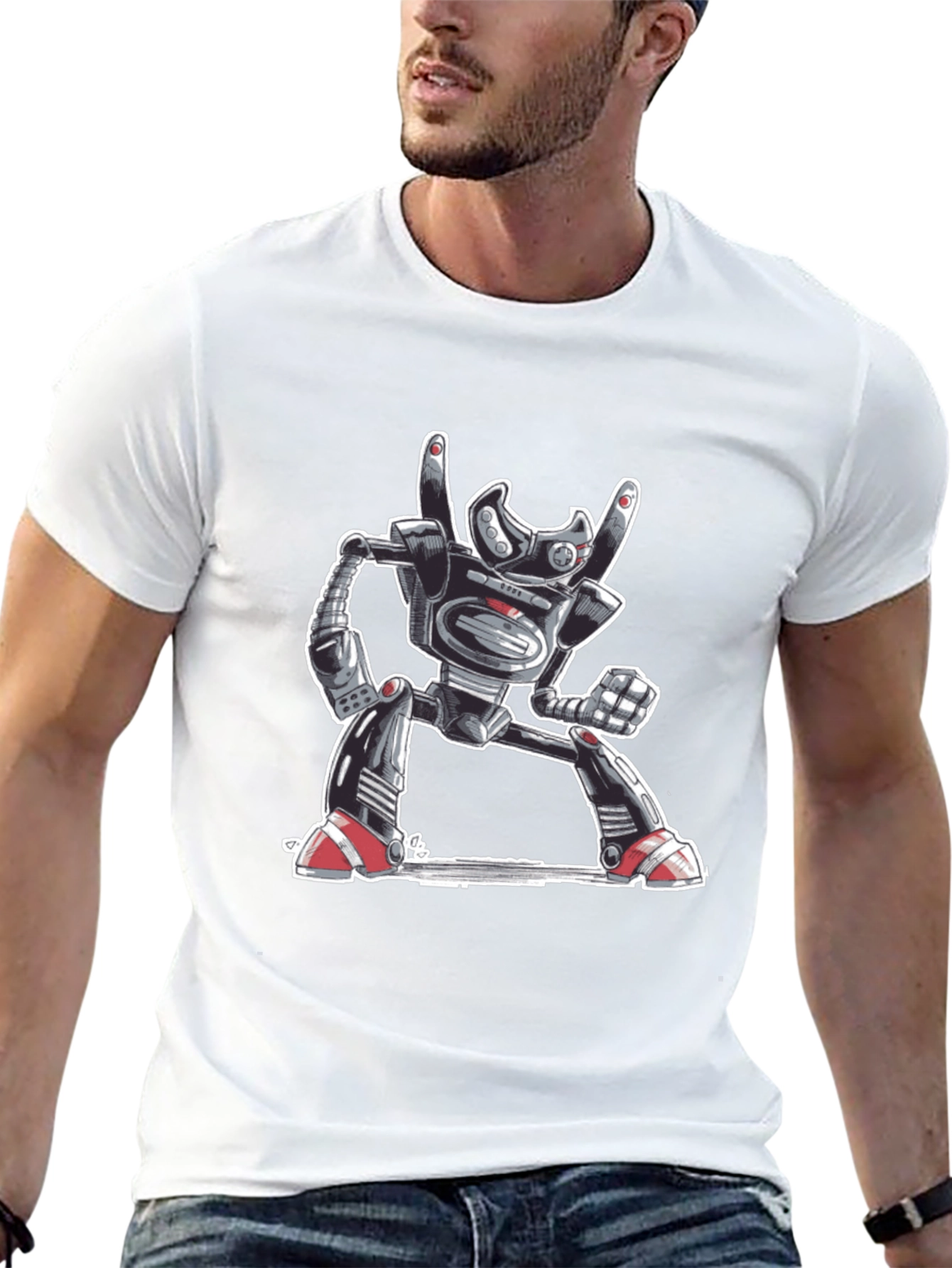 Robot Rock On T-Shirt - Cool Graphic Tee