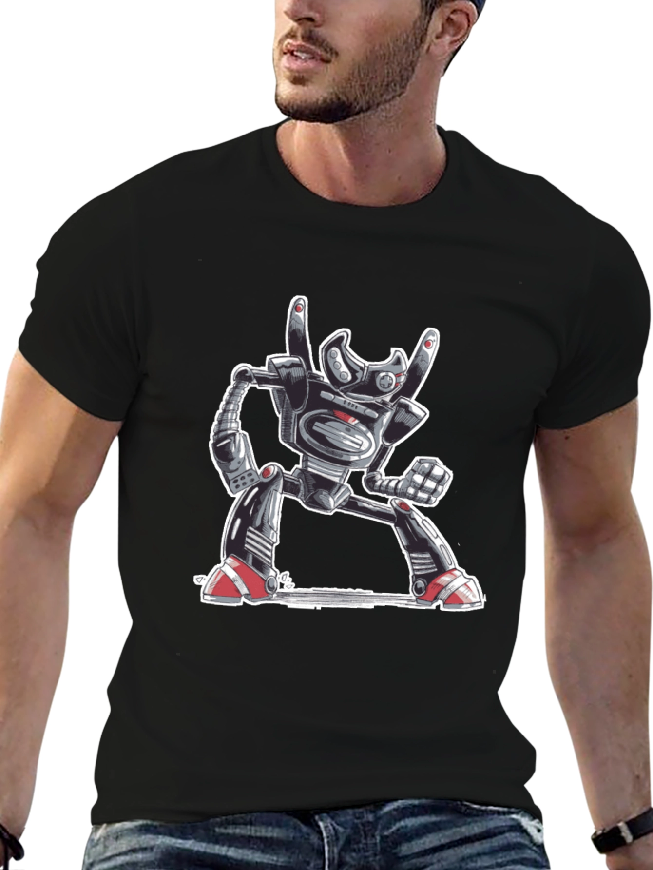 Robot Rock On T-Shirt - Cool Graphic Tee