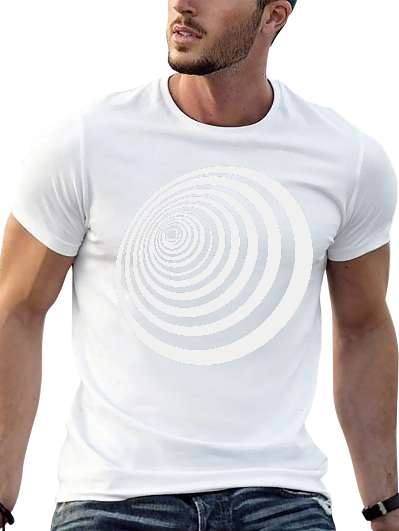 Hypnotic Black Tee - Spiral Optical Illusion Design