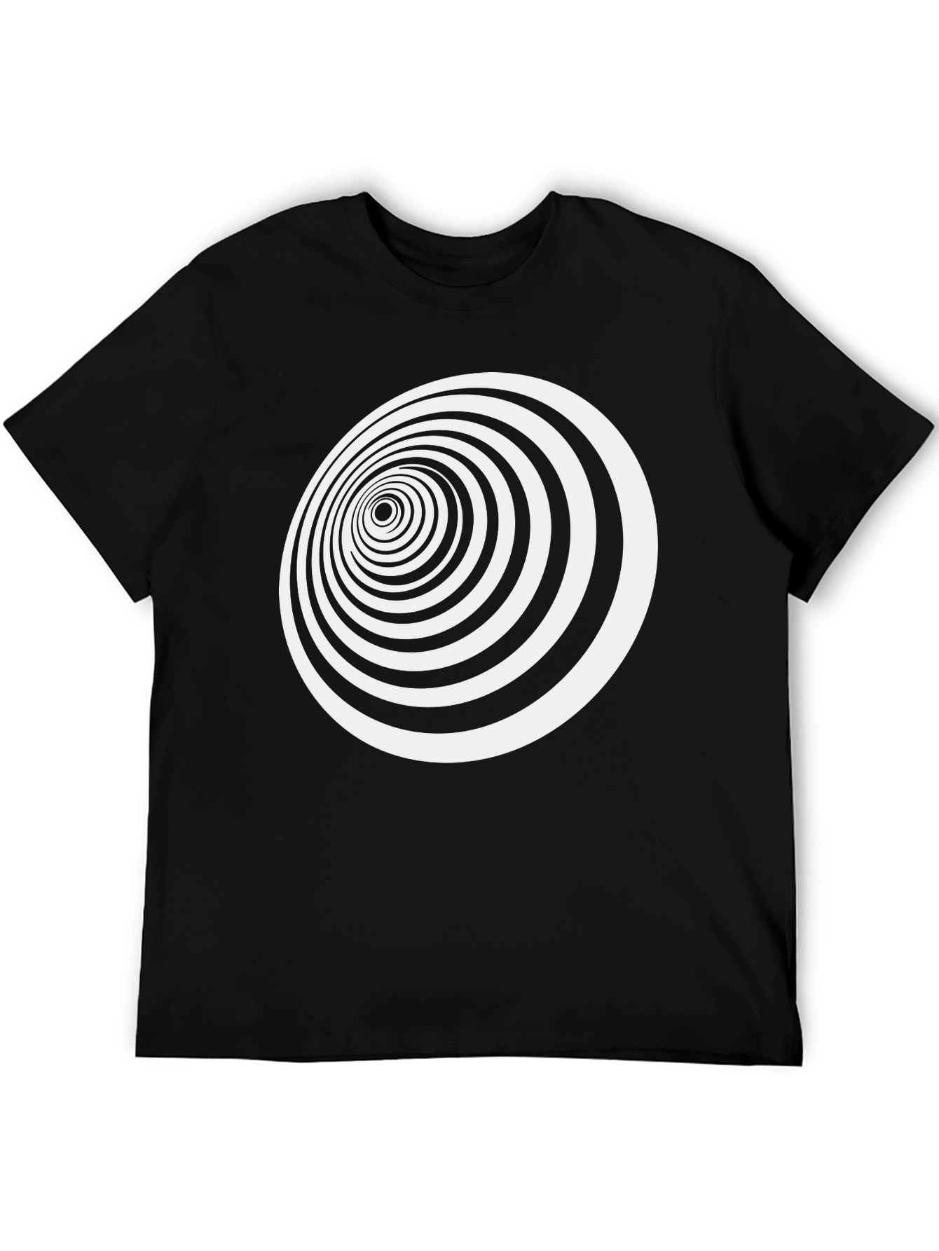Hypnotic Black Tee - Spiral Optical Illusion Design
