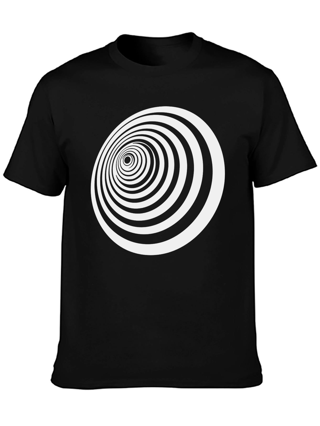 Hypnotic Black Tee - Spiral Optical Illusion Design