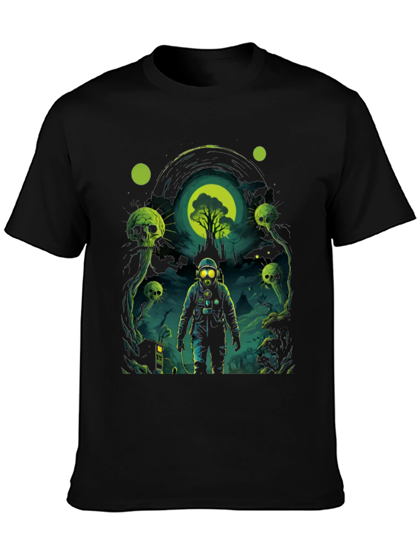 Astronaut Gas Mask Graphic Tee - Black