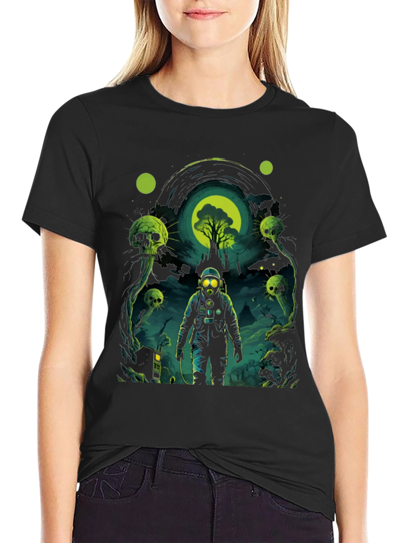Astronaut Gas Mask Graphic Tee - Black
