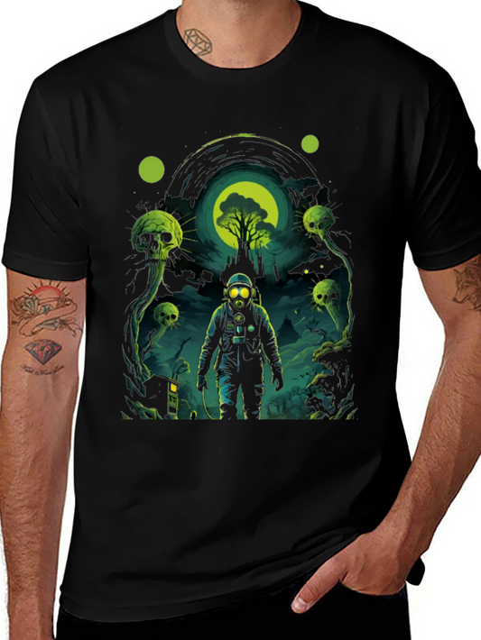 Astronaut Gas Mask Graphic Tee - Black