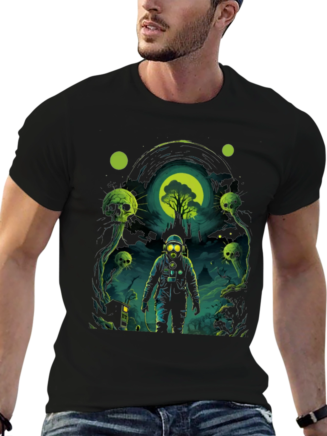 Astronaut Gas Mask Graphic Tee - Black