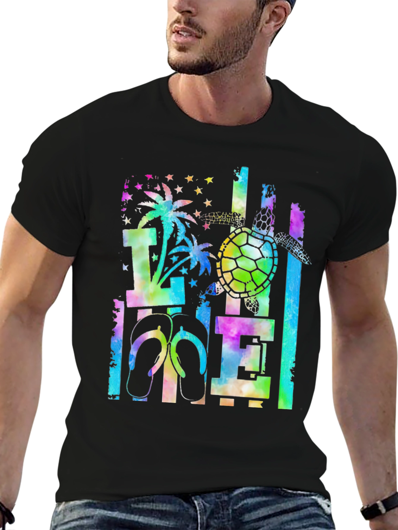 Tropical Tie-Dye Turtle Graphic Tee
