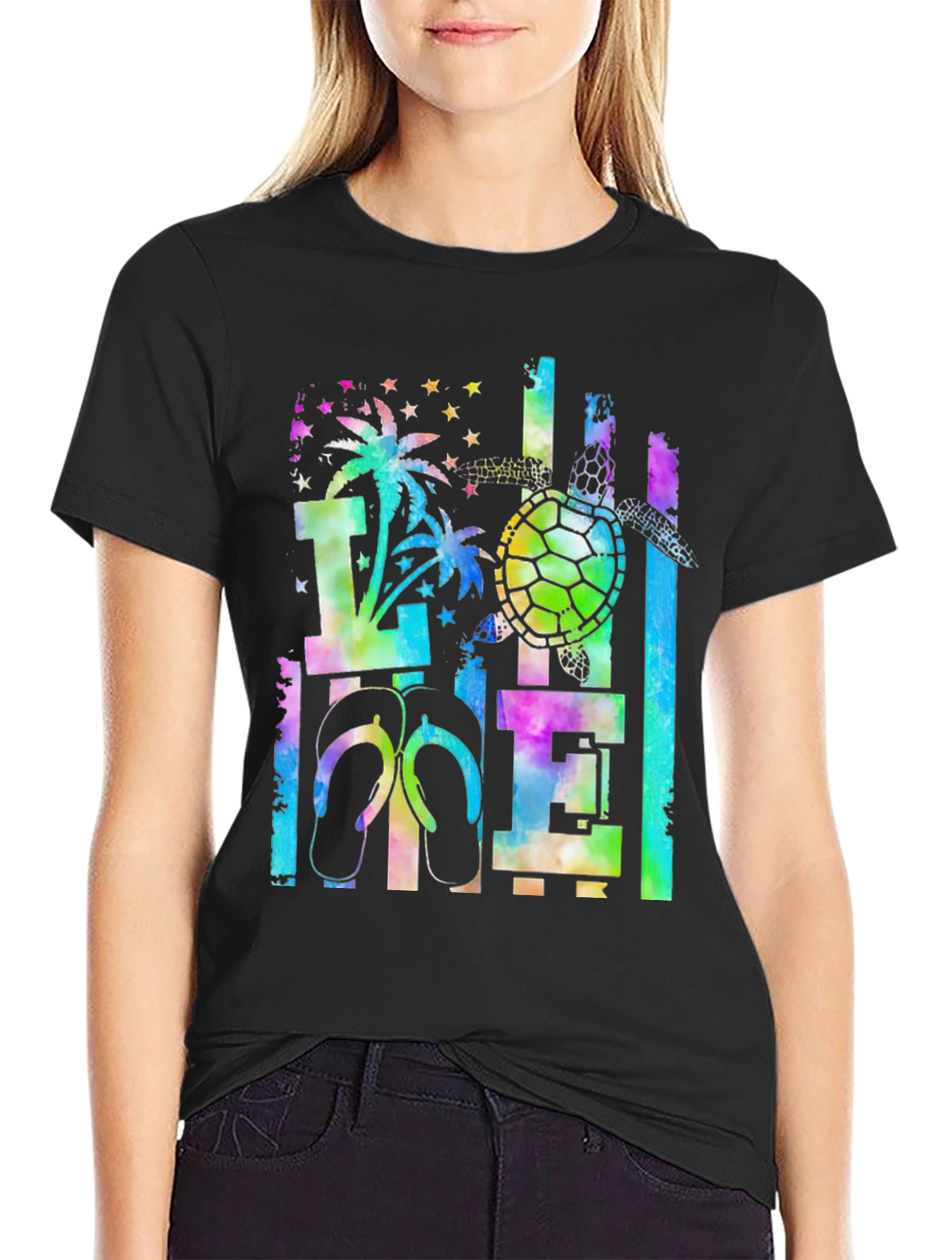 Tropical Tie-Dye Turtle Graphic Tee