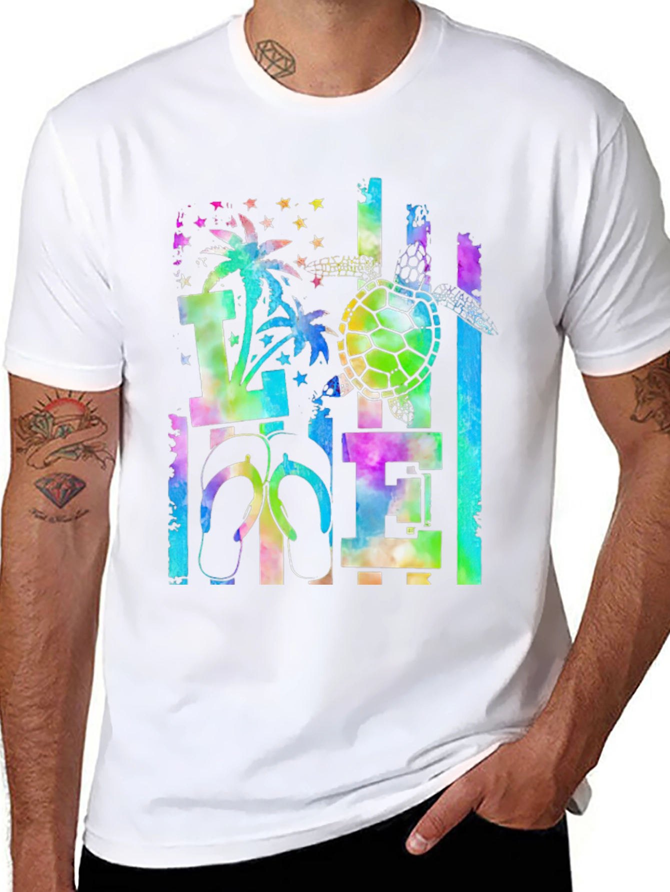 Tropical Tie-Dye Turtle Graphic Tee