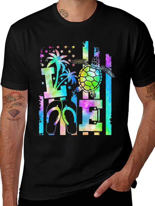 Tropical Tie-Dye Turtle Graphic Tee
