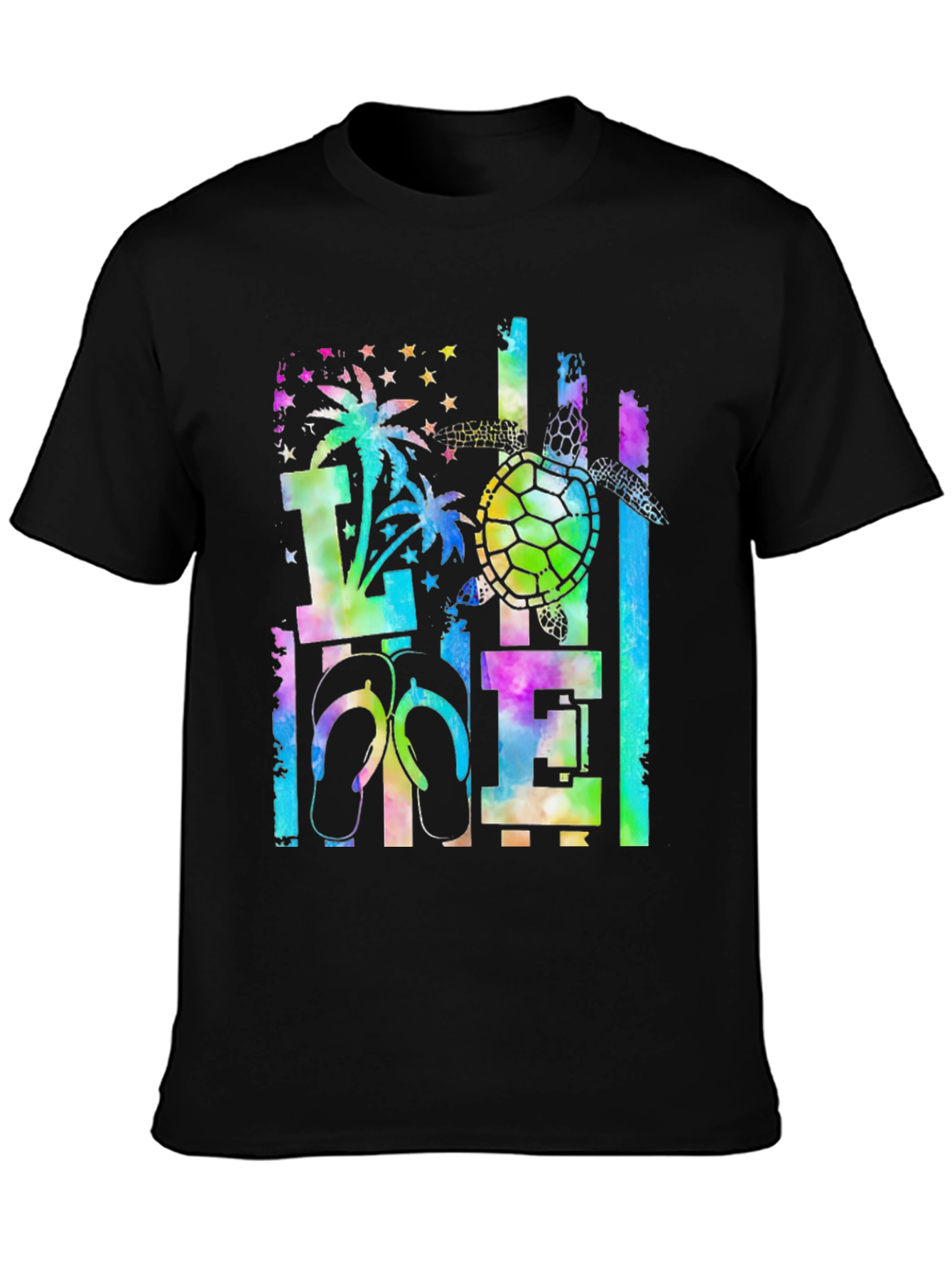 Tropical Tie-Dye Turtle Graphic Tee