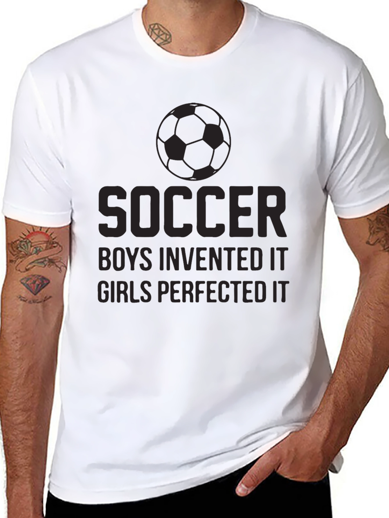 Soccer Boys Invented It T-Shirt - Black