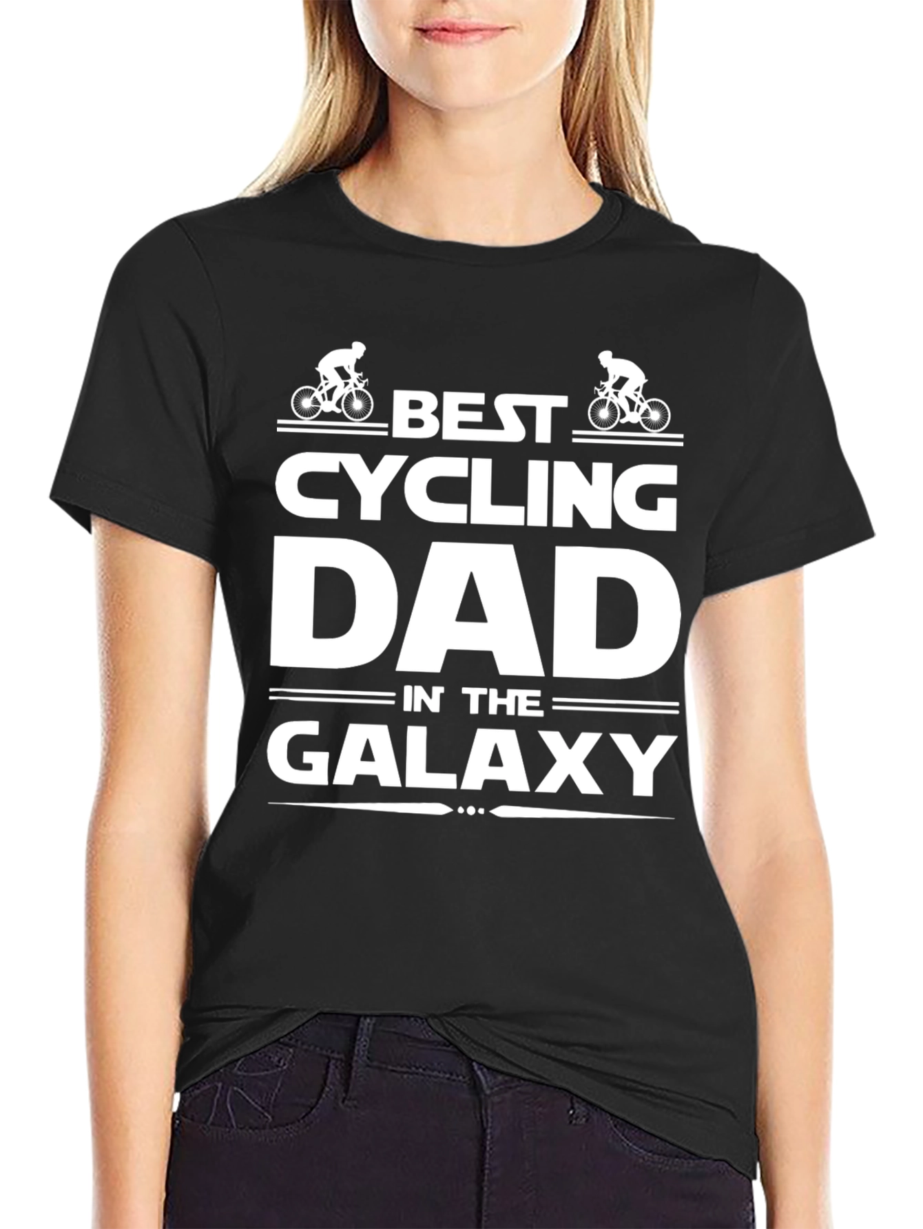 Best Cycling Dad in the Galaxy Black T-Shirt