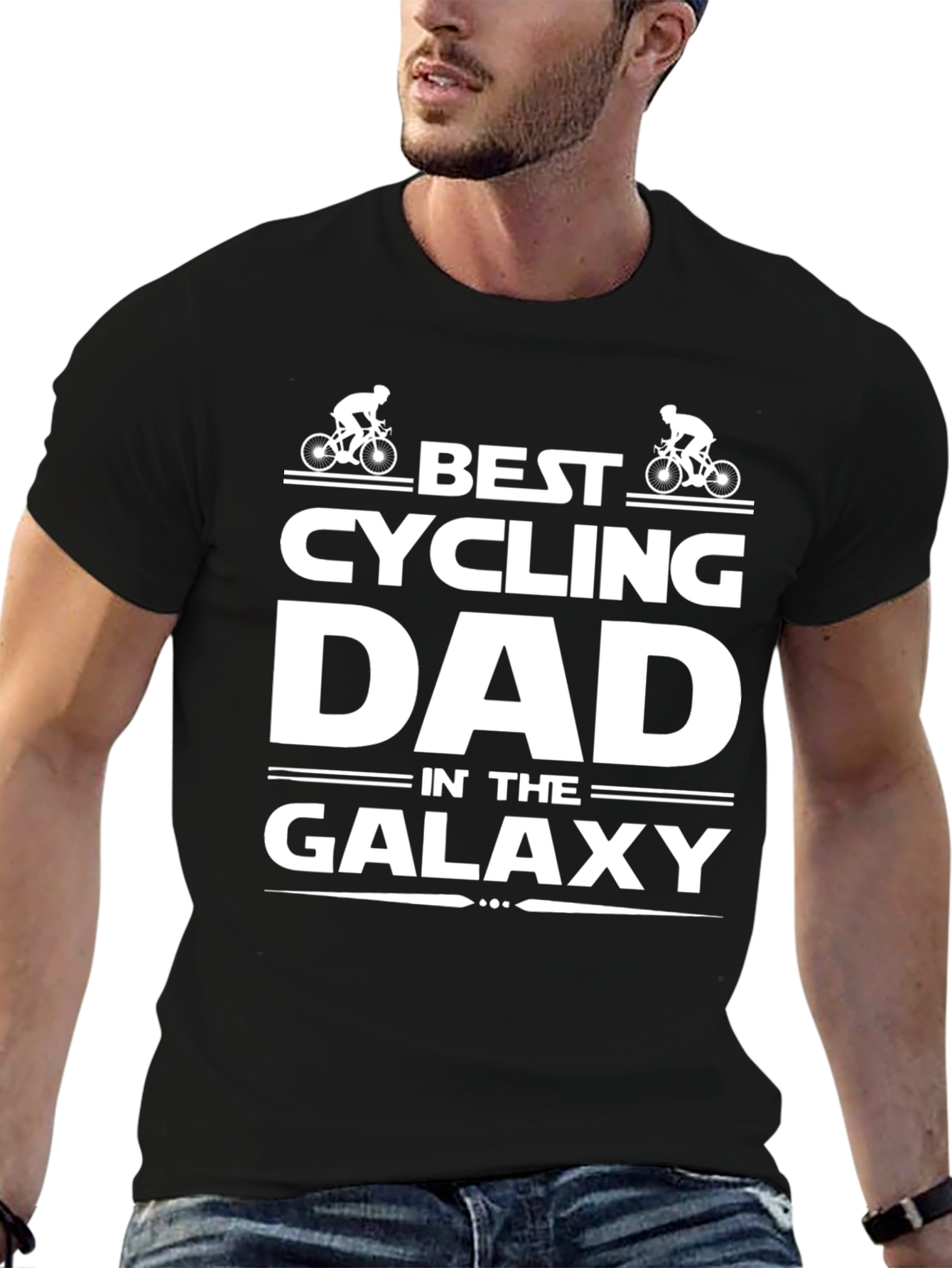 Best Cycling Dad in the Galaxy Black T-Shirt