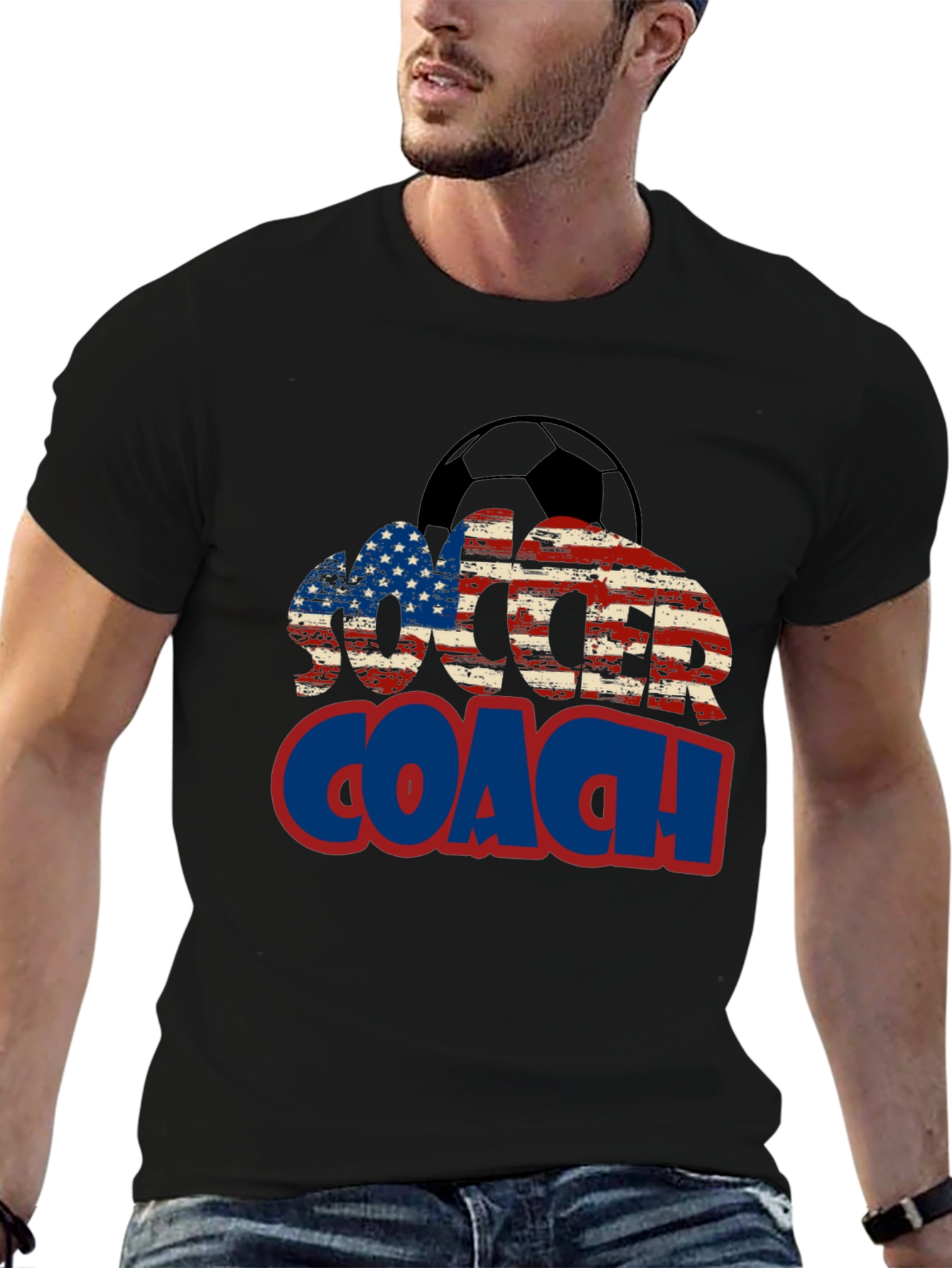 Soccer Coach USA Flag Graphic T-Shirt