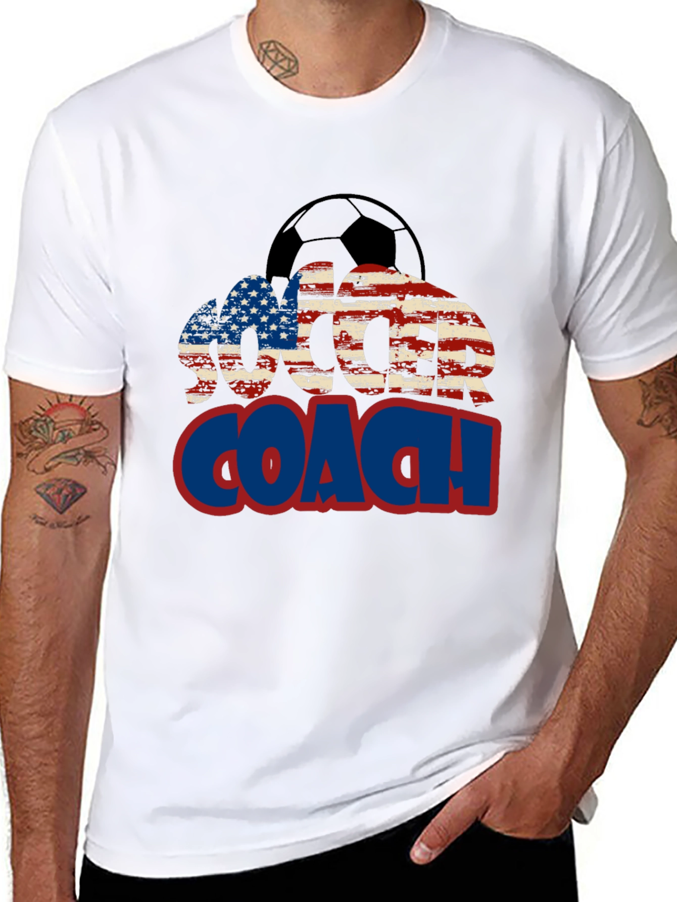 Soccer Coach USA Flag Graphic T-Shirt