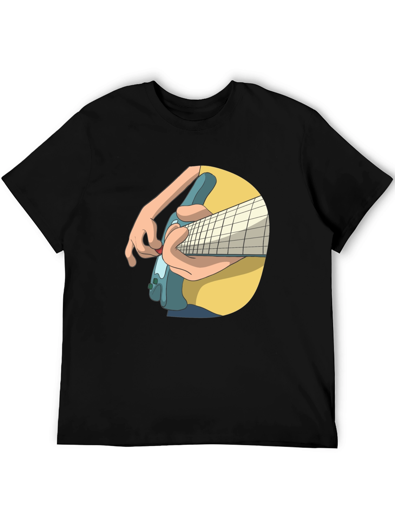 Guitar Player Graphic Tee - Black Cotton T-Shirt