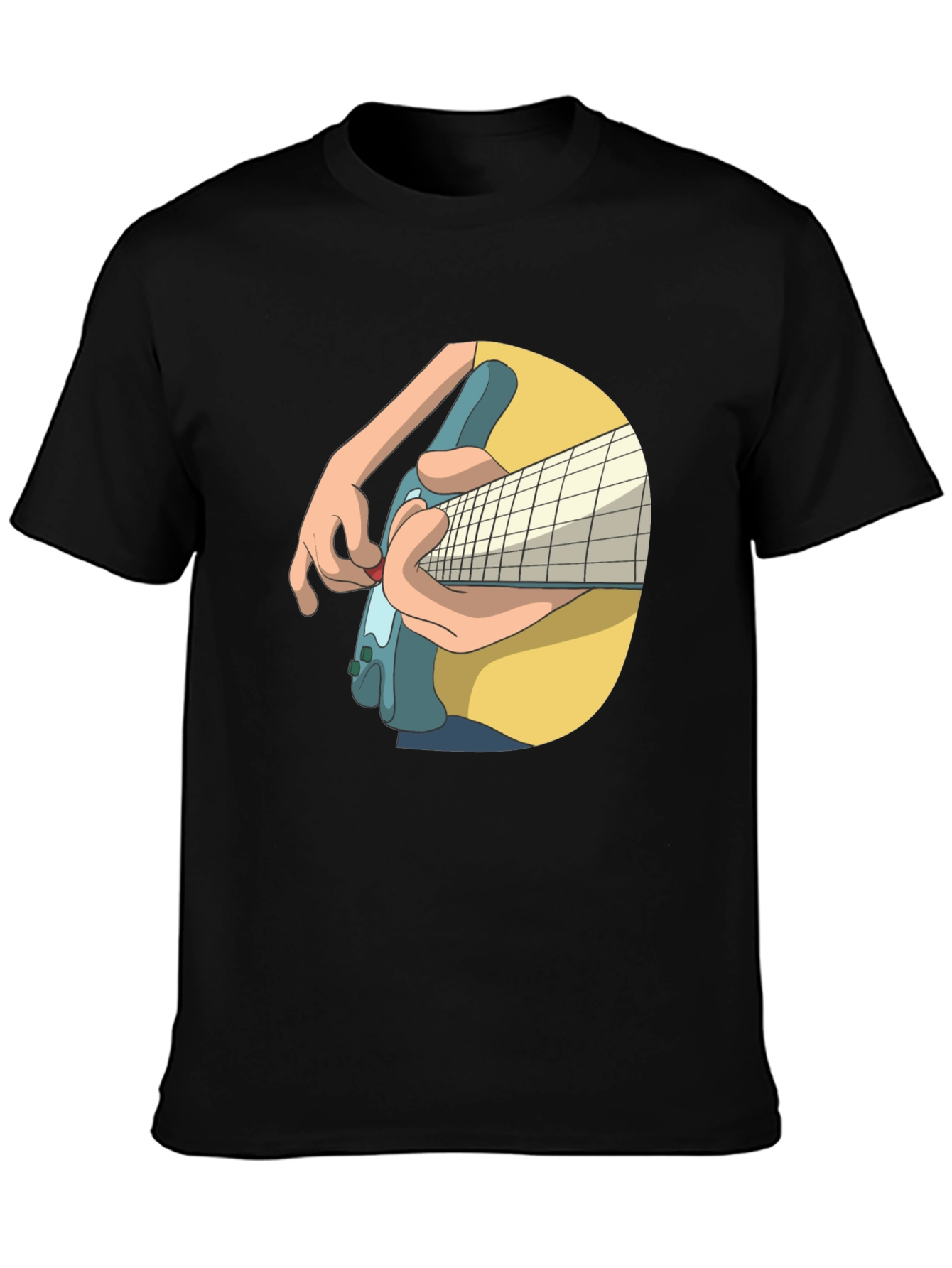 Guitar Player Graphic Tee - Black Cotton T-Shirt