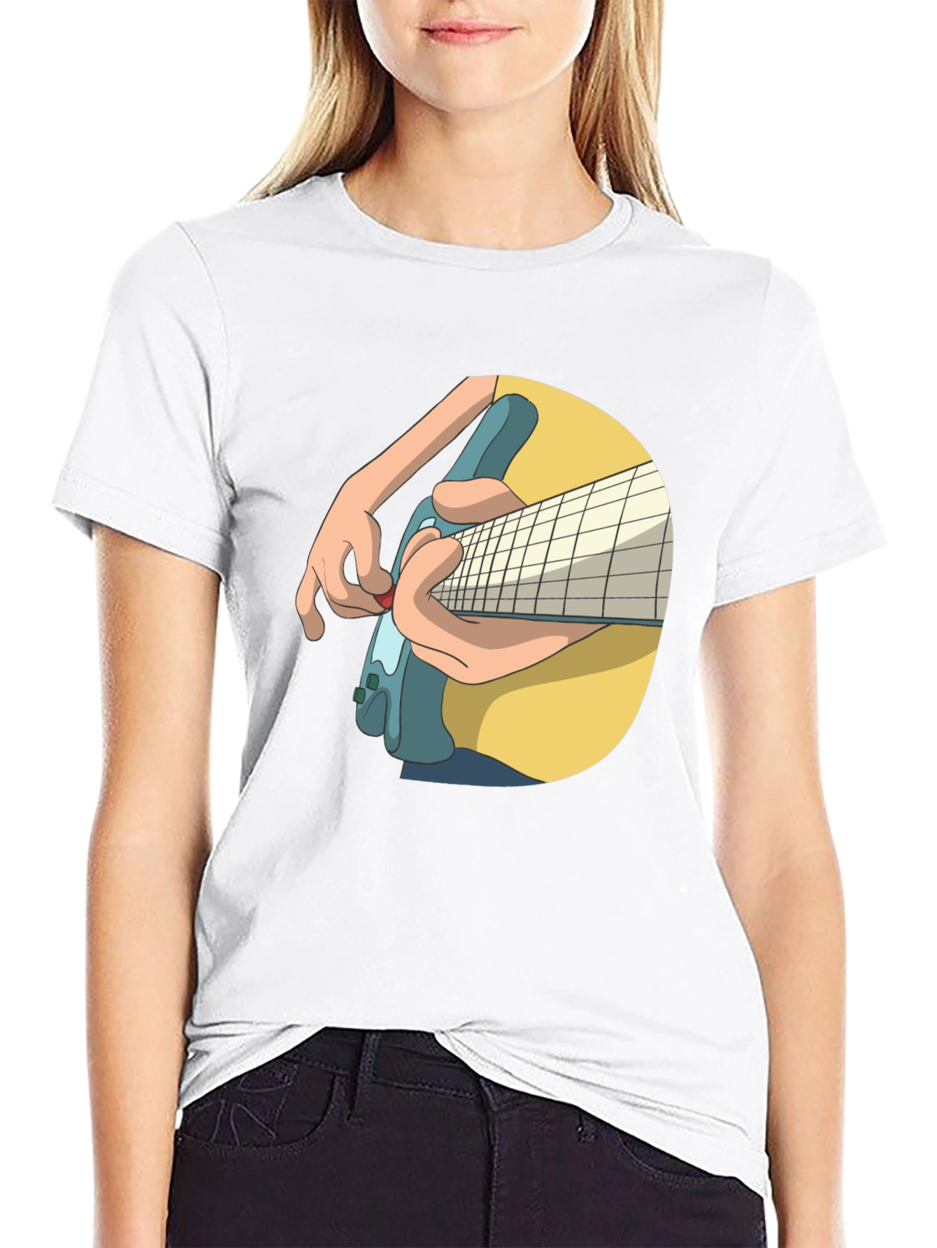 Guitar Player Graphic Tee - Black Cotton T-Shirt