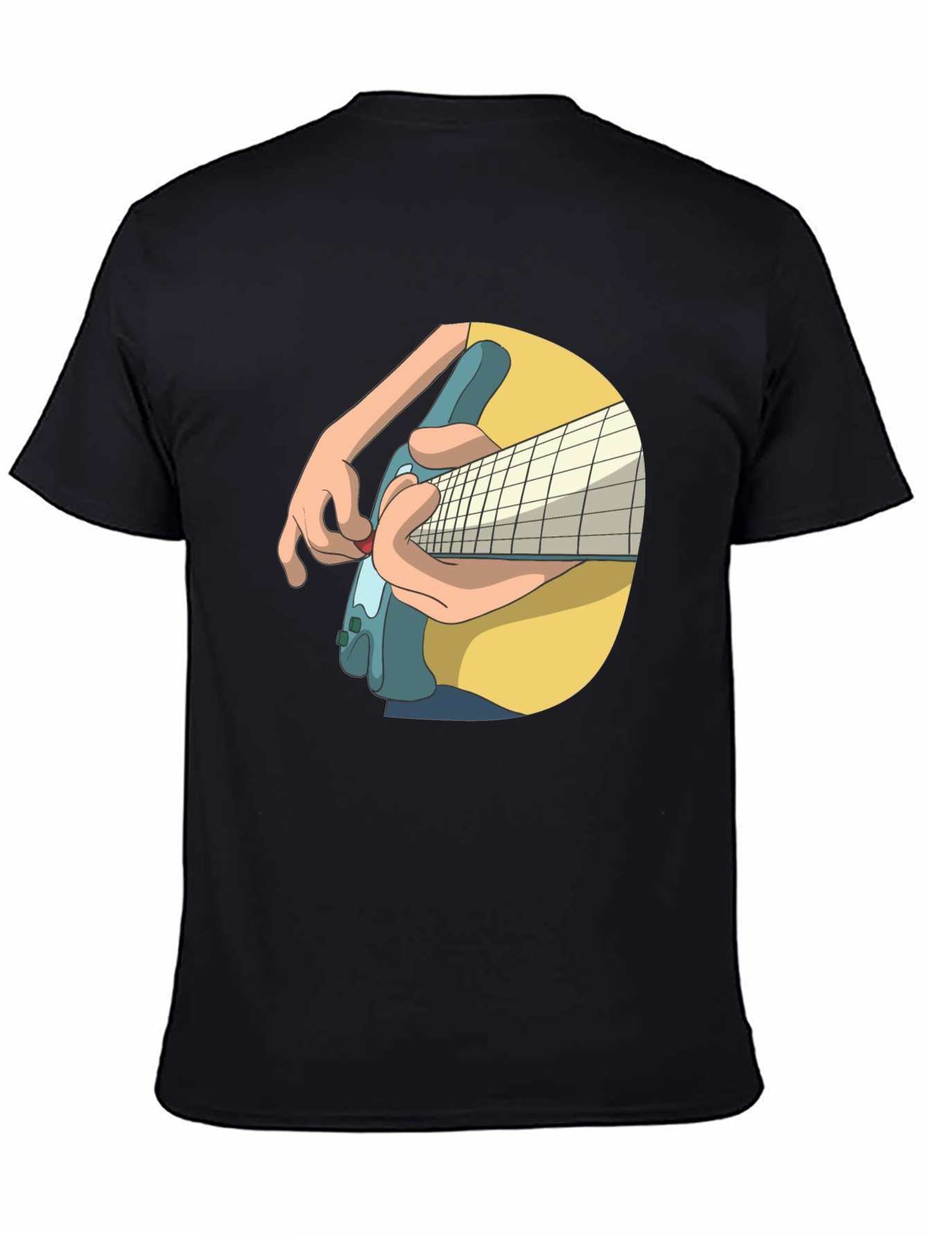 Guitar Player Graphic Tee - Black Cotton T-Shirt