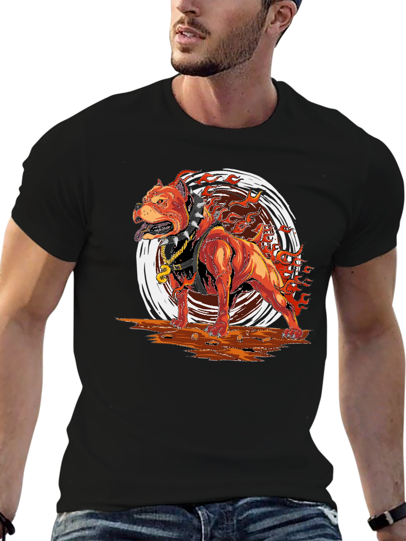 Fiery Pitbull Graphic T-Shirt