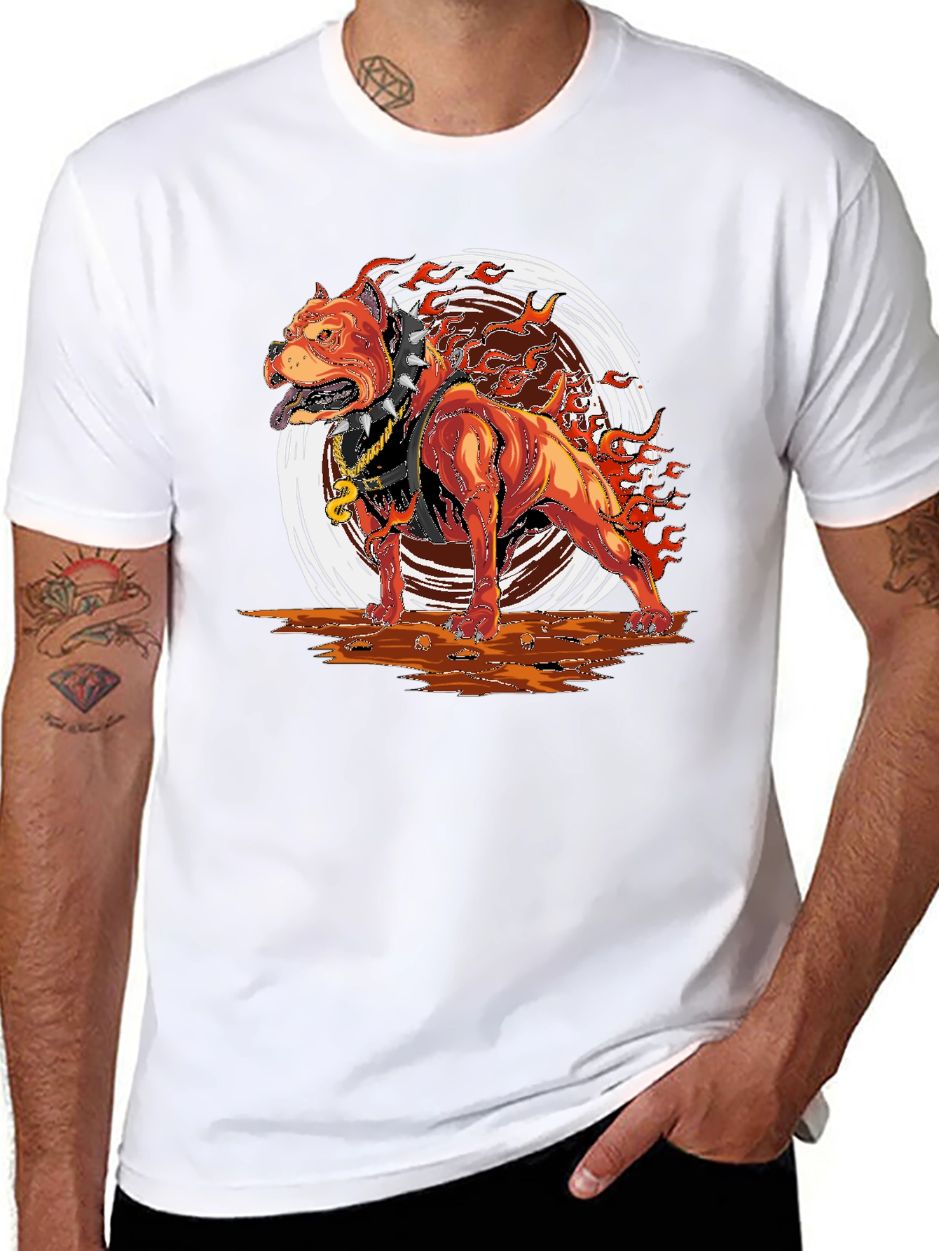 Fiery Pitbull Graphic T-Shirt