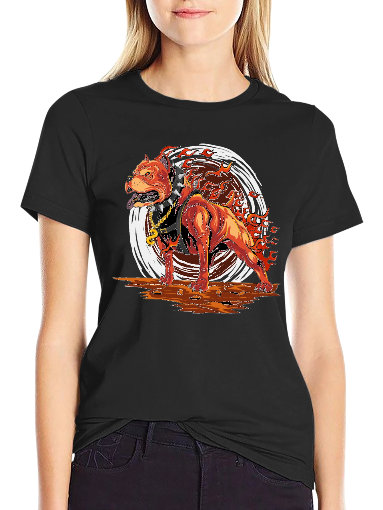 Fiery Pitbull Graphic T-Shirt