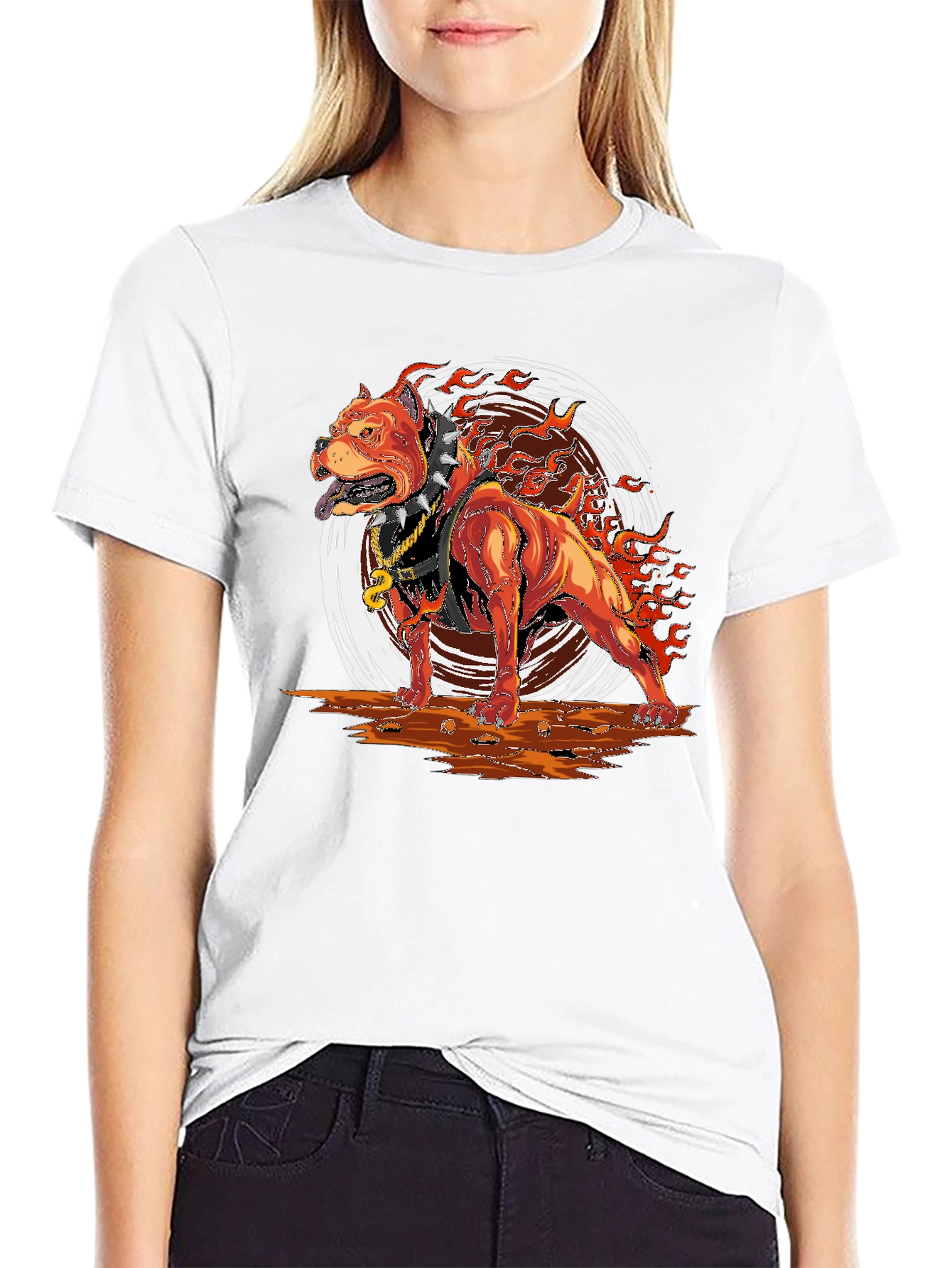 Fiery Pitbull Graphic T-Shirt