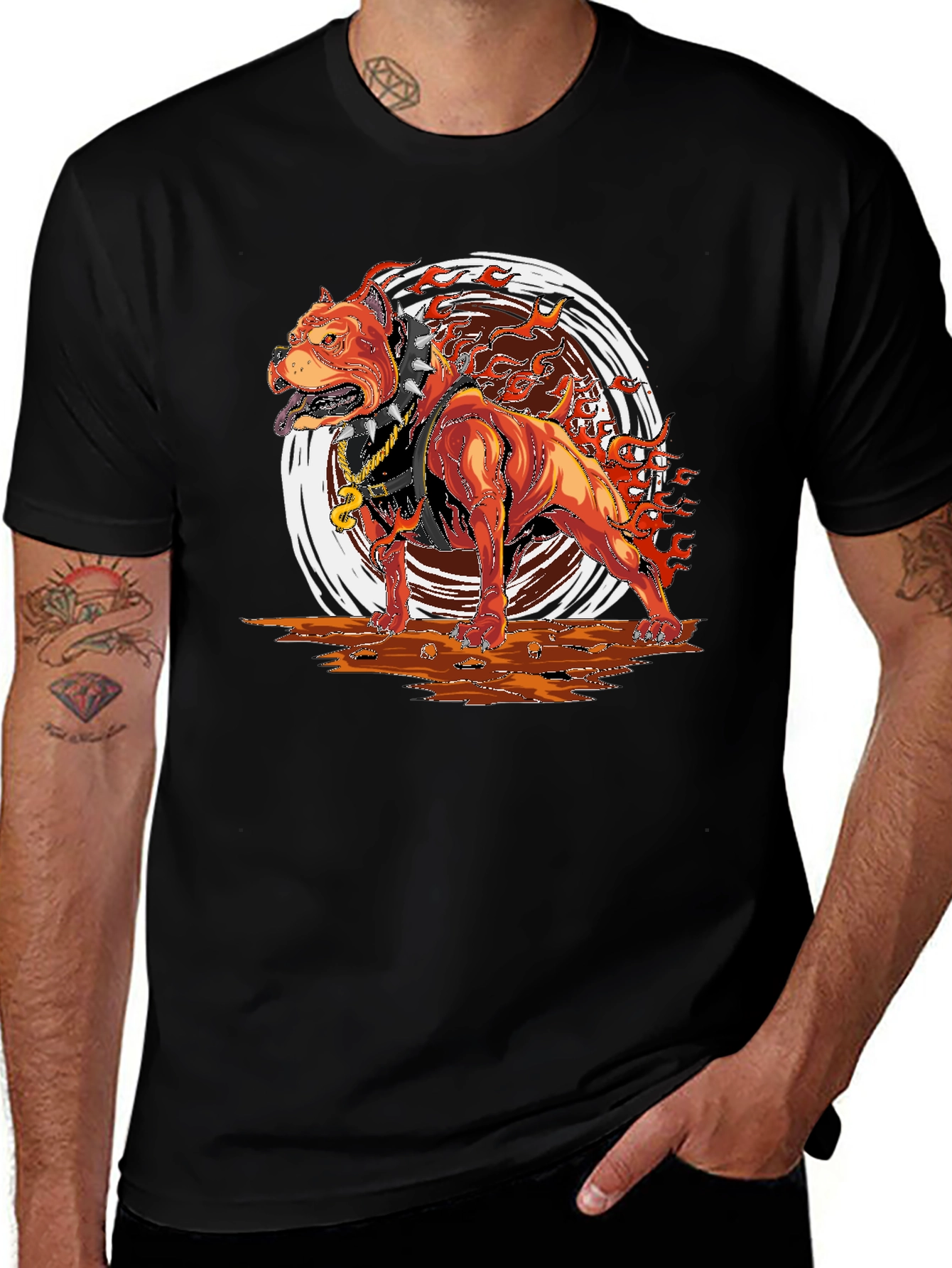 Fiery Pitbull Graphic T-Shirt