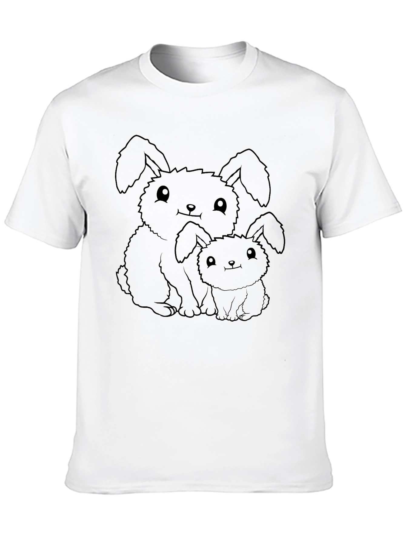 Cute Bunny Graphic Tee - Black Unisex T-Shirt