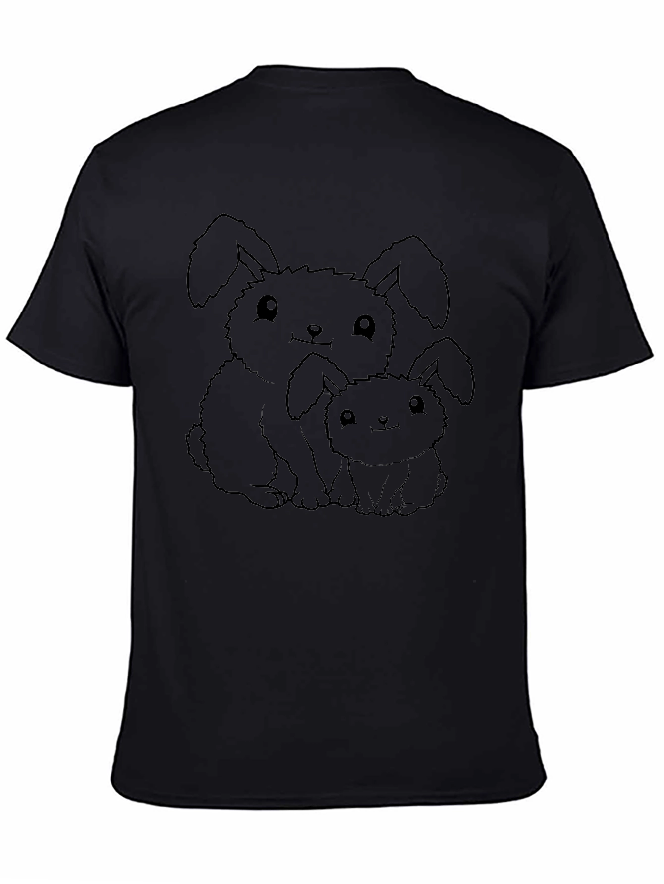 Cute Bunny Graphic Tee - Black Unisex T-Shirt