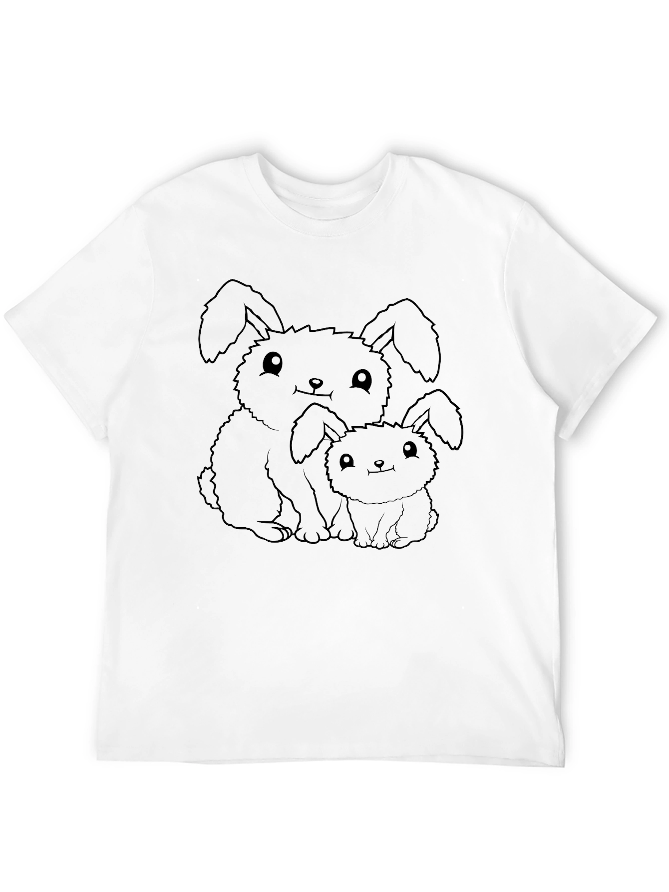 Cute Bunny Graphic Tee - Black Unisex T-Shirt