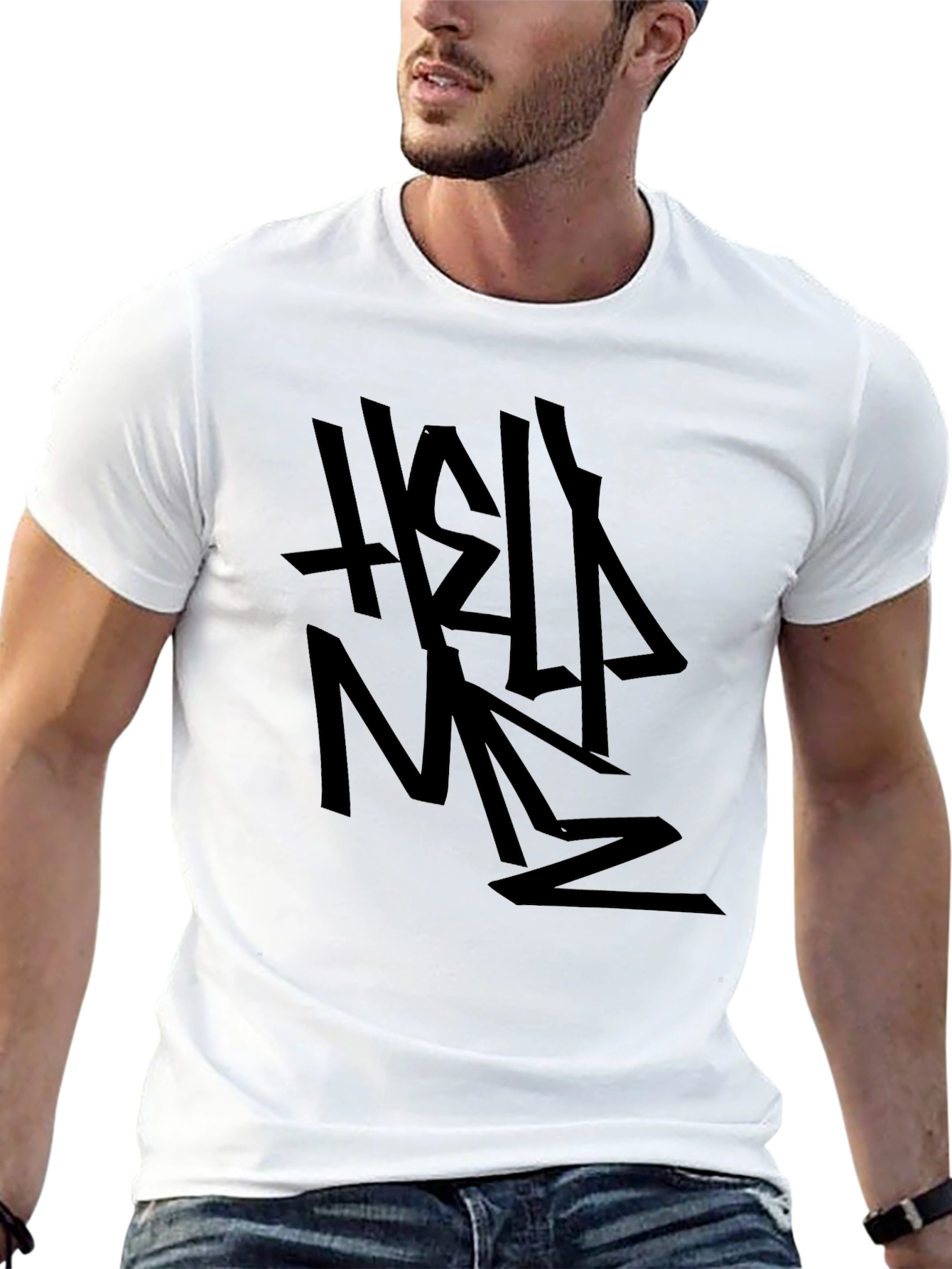 Edgy Help Me Graphic Black T-Shirt