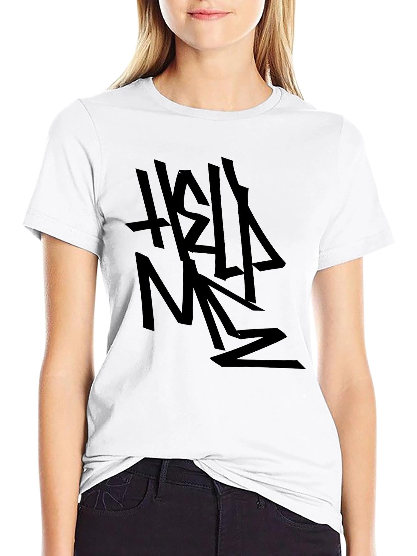 Edgy Help Me Graphic Black T-Shirt