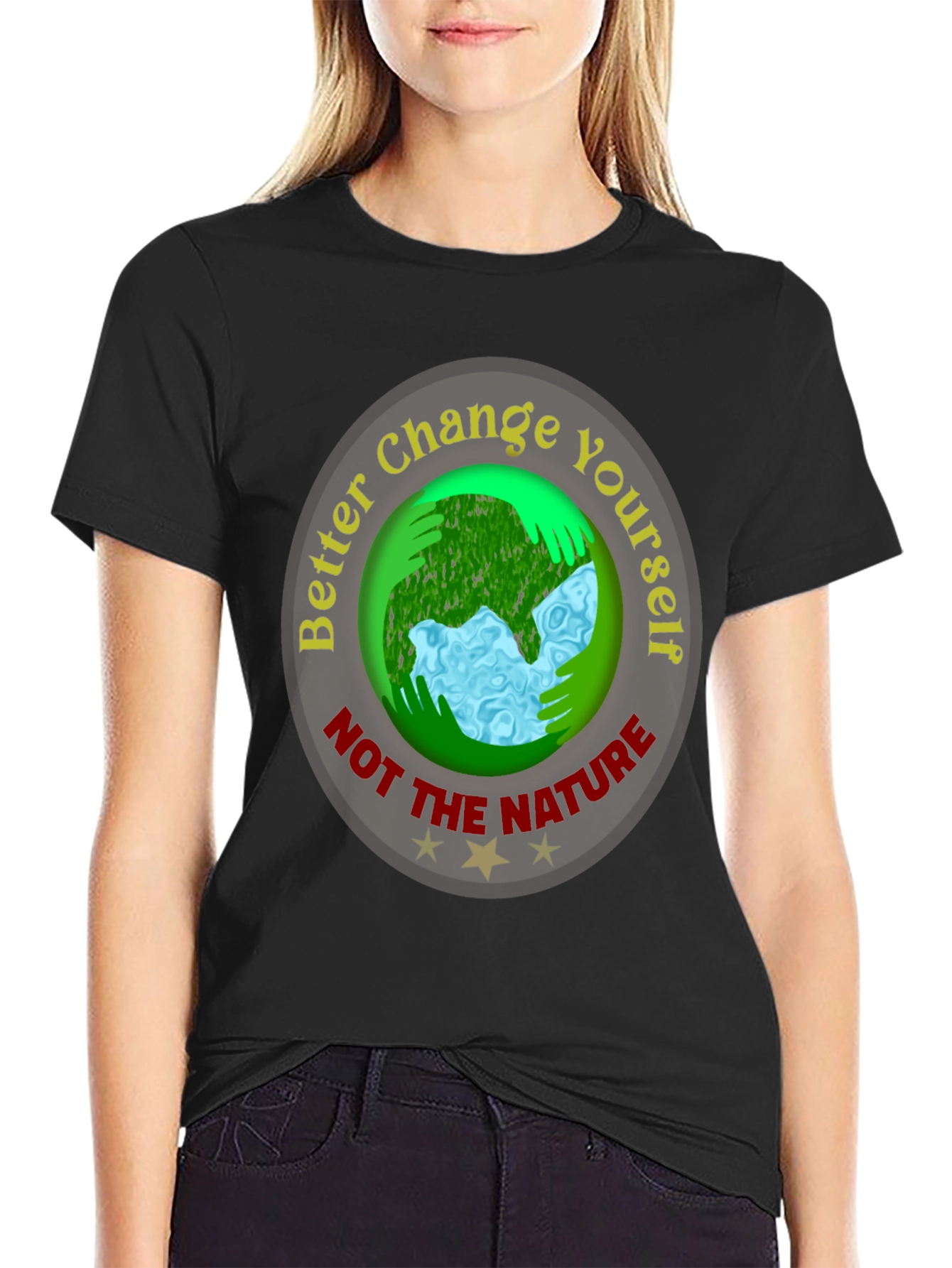 Eco-Friendly Slogan T-Shirt: Change Yourself Not The Nature