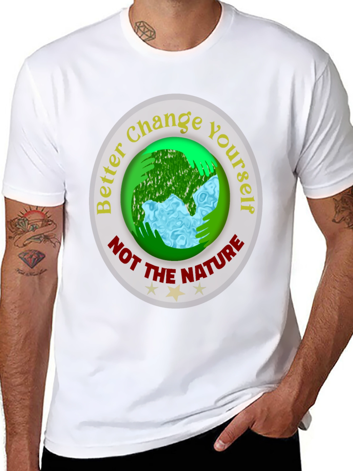 Eco-Friendly Slogan T-Shirt: Change Yourself Not The Nature