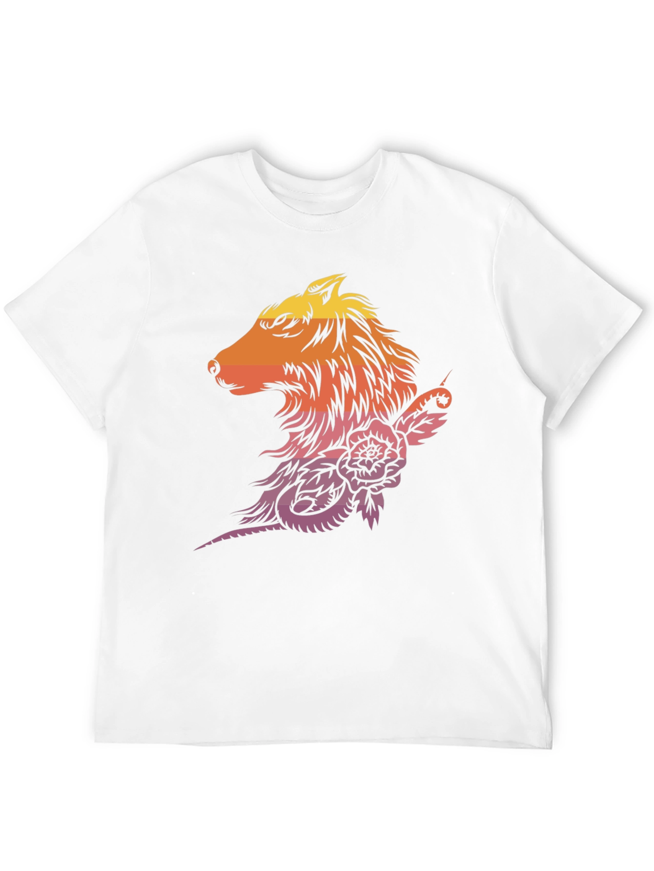 Sunset Wolf & Rose Graphic T-Shirt