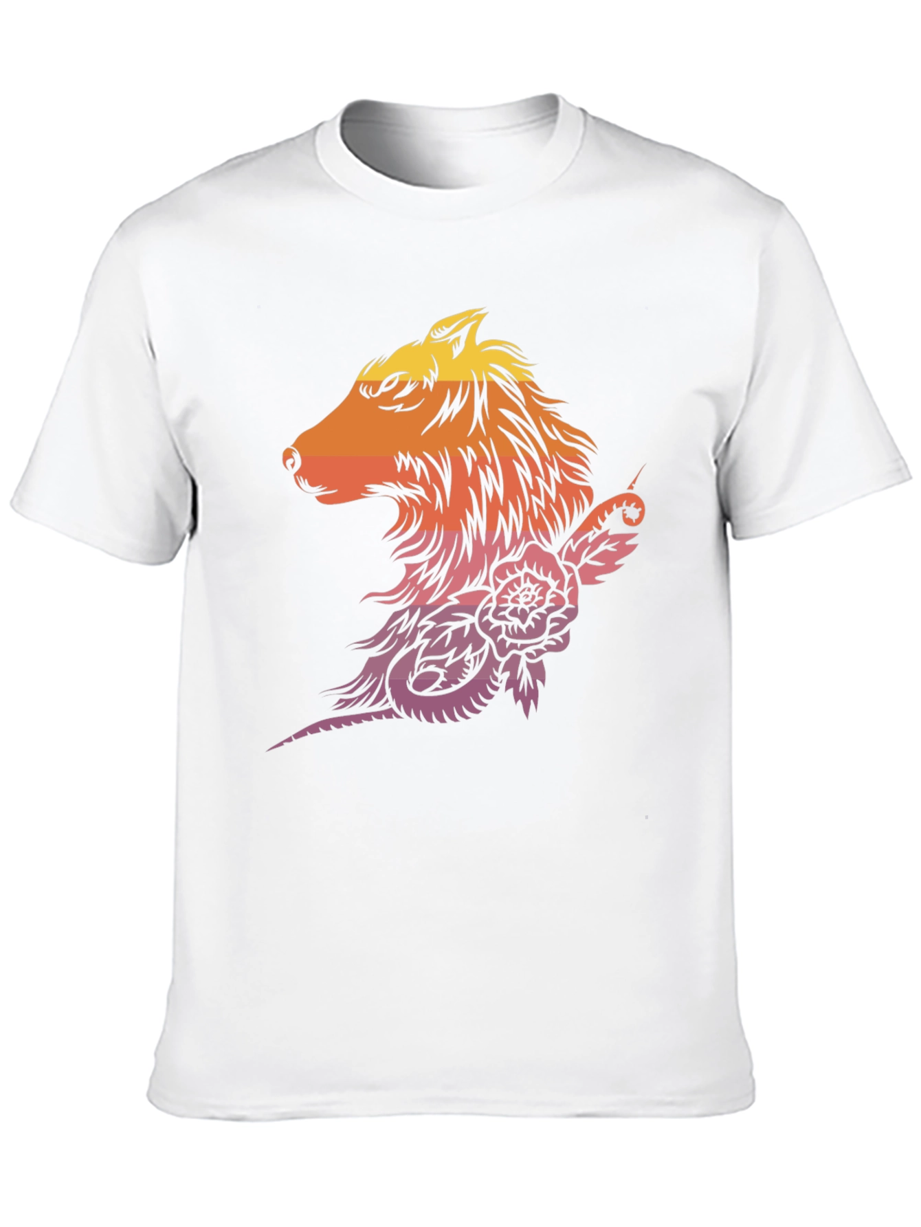 Sunset Wolf & Rose Graphic T-Shirt