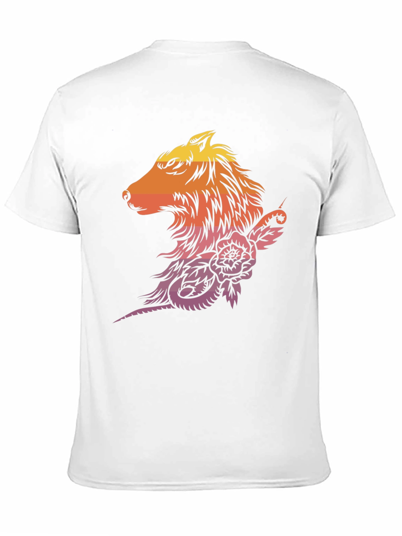 Sunset Wolf & Rose Graphic T-Shirt
