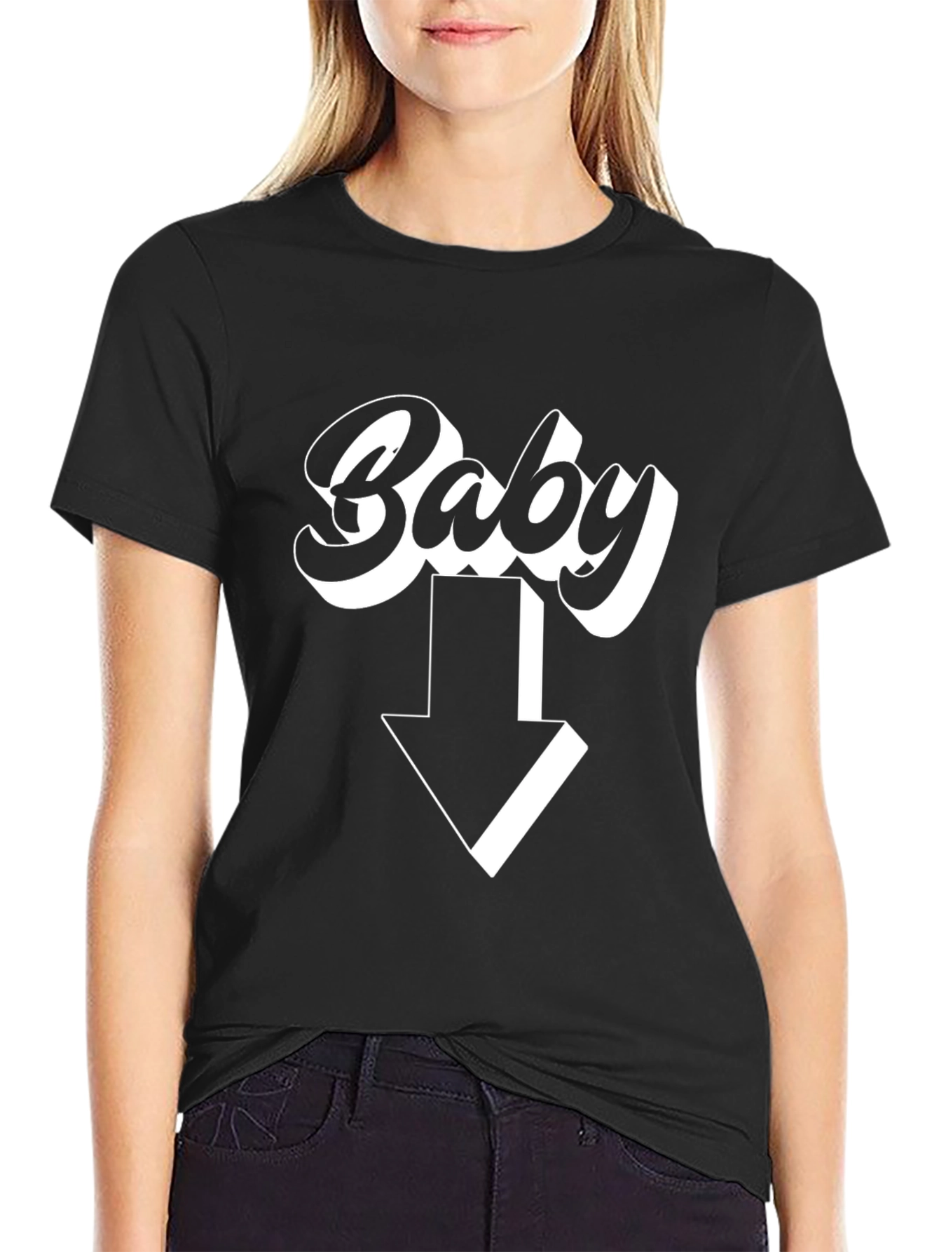 Baby Announcement T-Shirt - Pointing Down