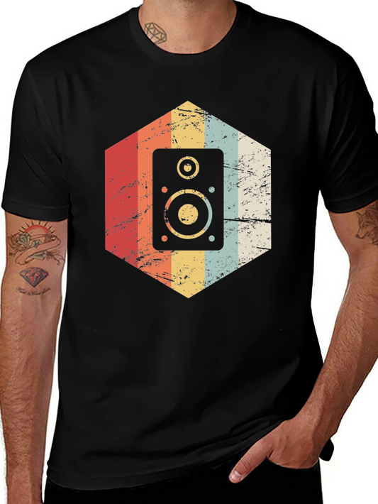 Retro Speaker Graphic Tee - Vintage Style Music Lover Shirt
