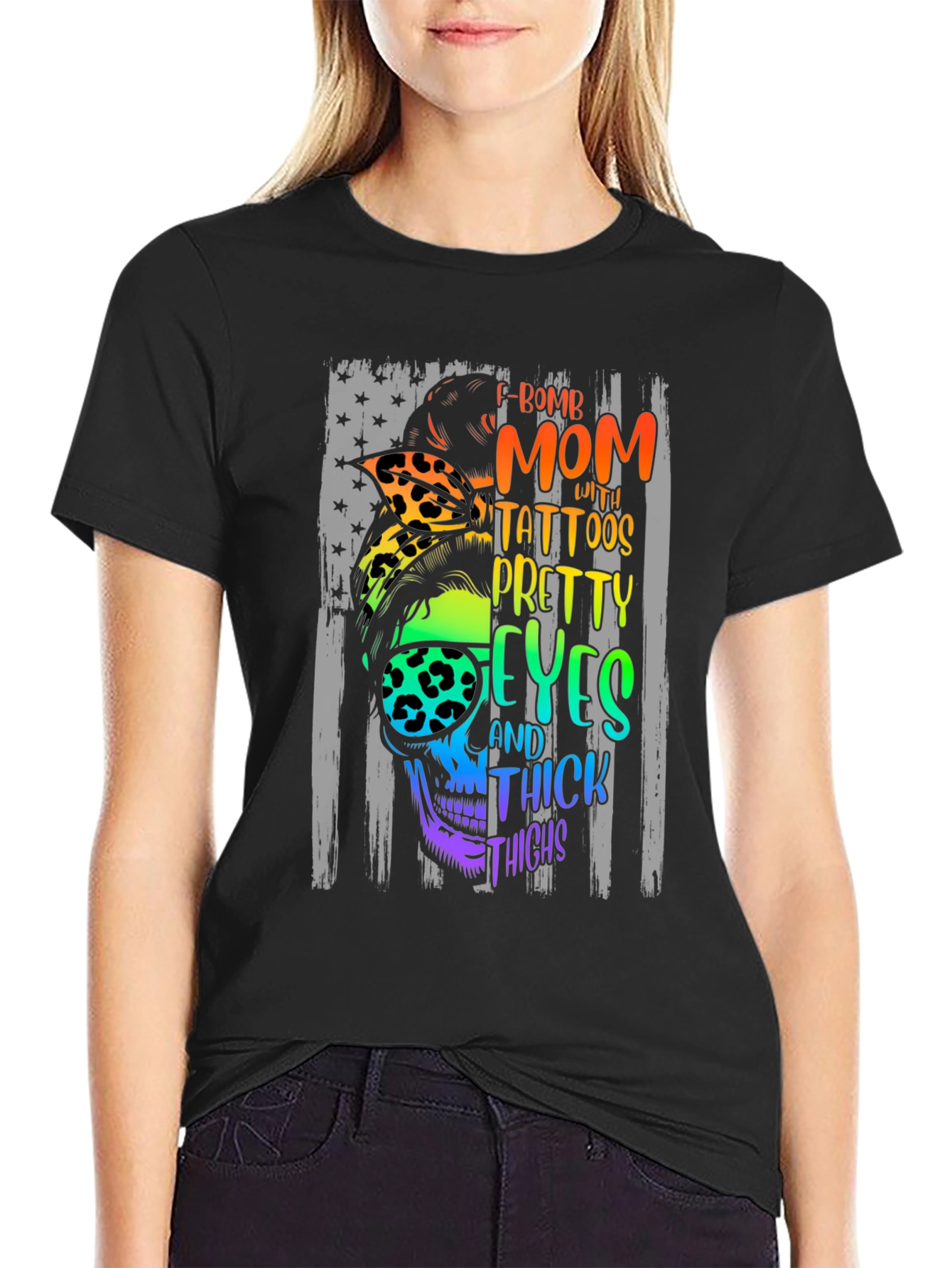 F-Bomb Mom Skull Graphic T-Shirt
