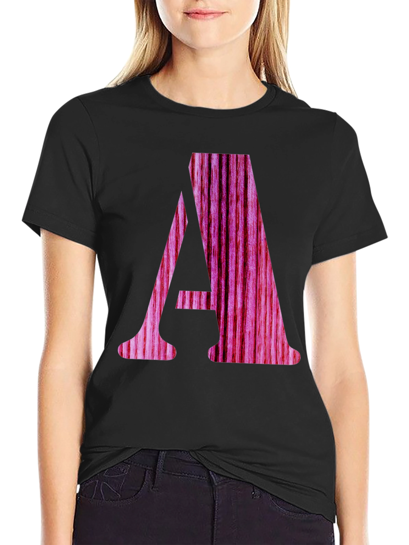 Letter A Wood Grain Graphic T-Shirt