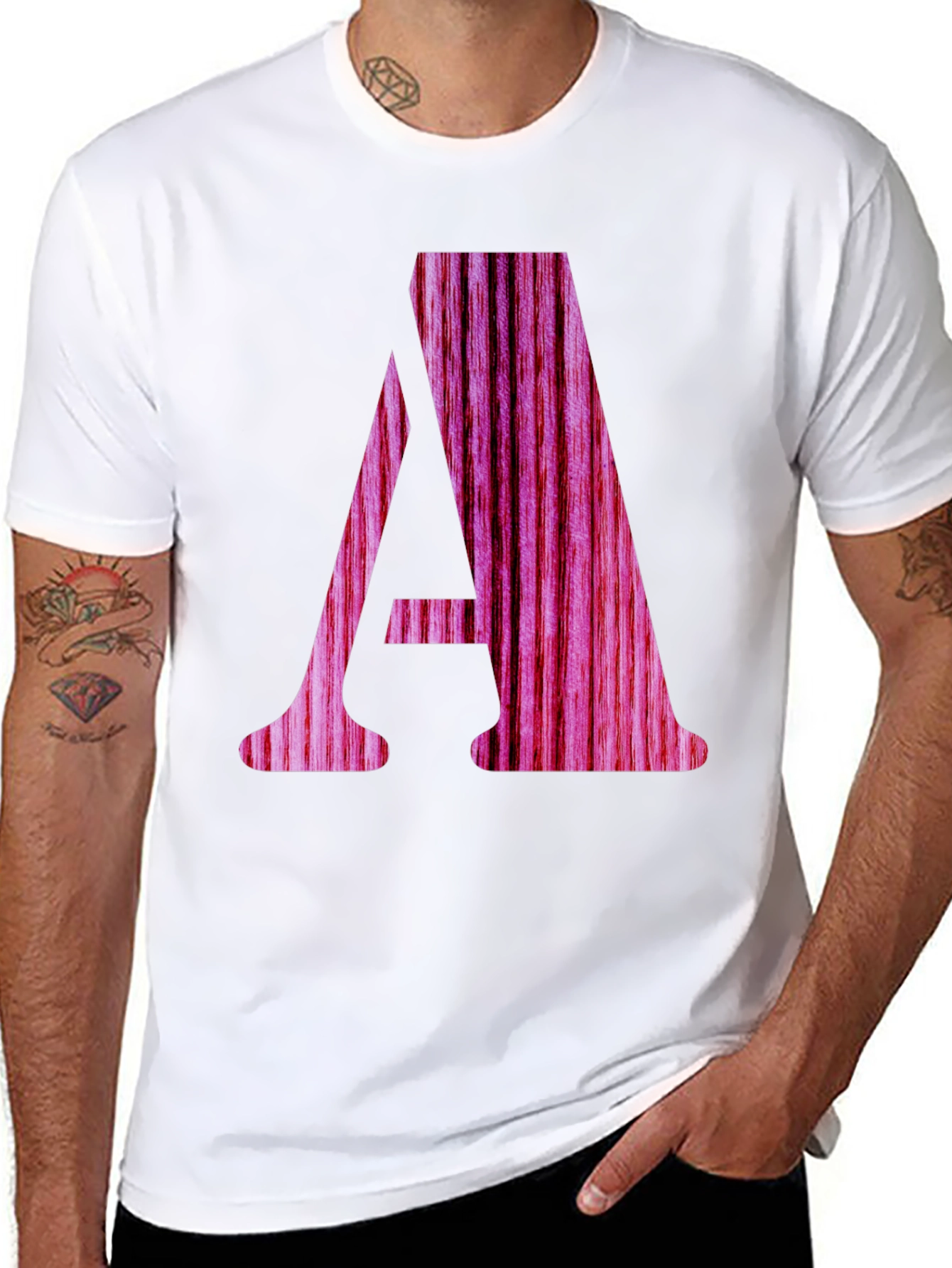 Letter A Wood Grain Graphic T-Shirt