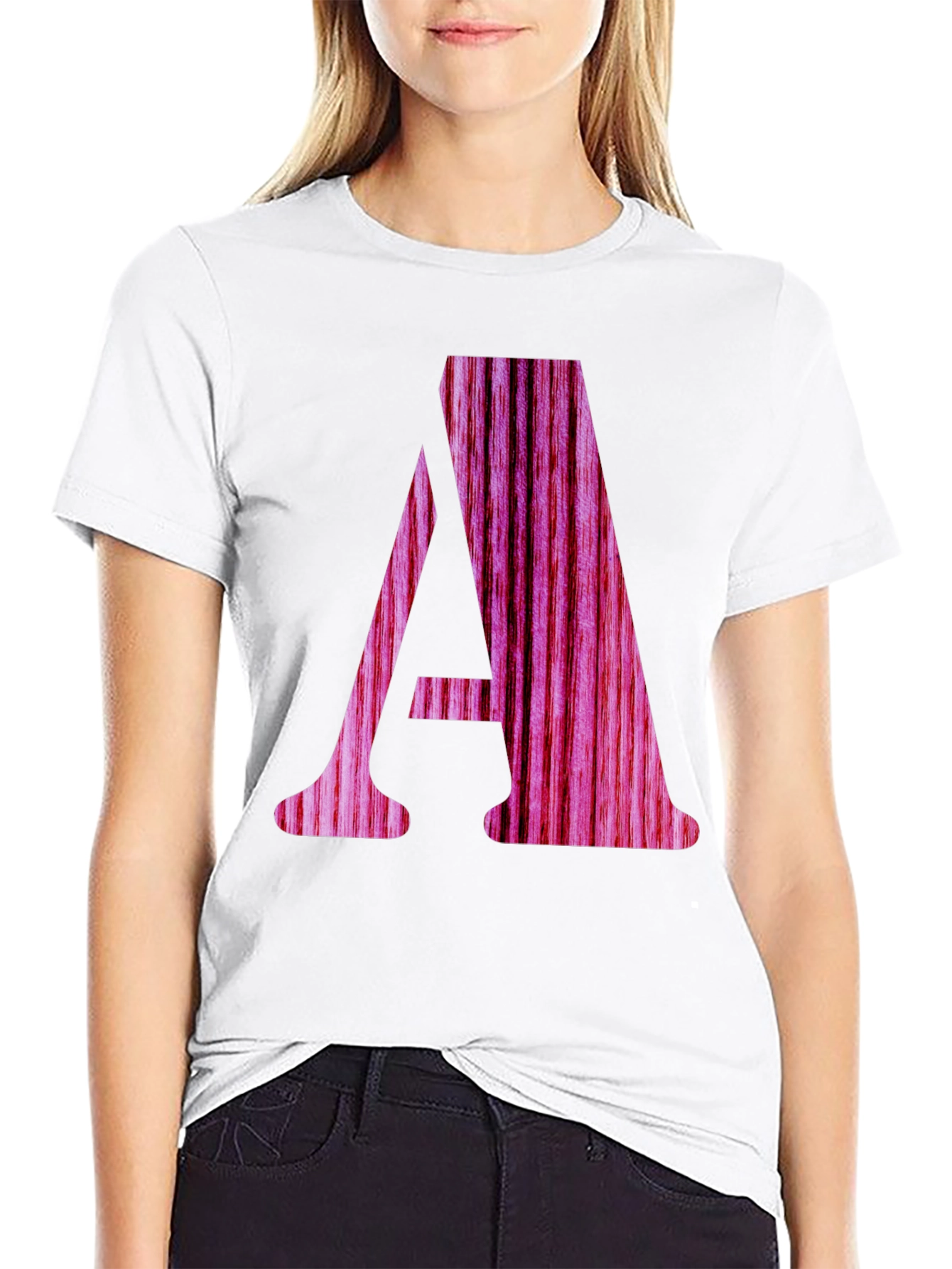 Letter A Wood Grain Graphic T-Shirt